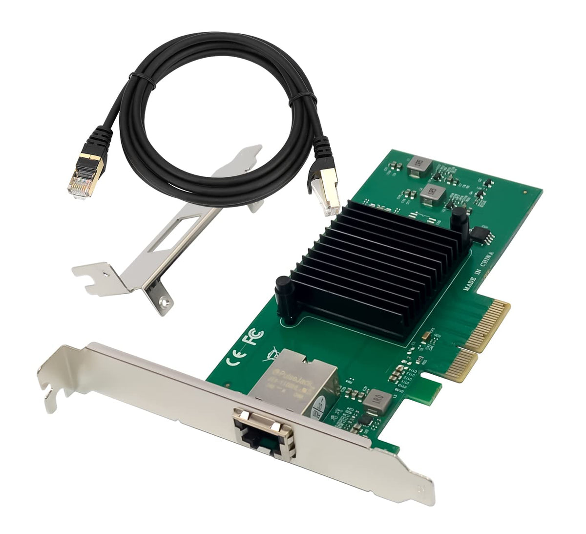 10G Pcie Network Card Nic Adapter With Aqc107 Chipset +3Ft Cat8 Ethernet Cable 10Gb/5Gb/2.5Gb/1000M Pci Express Gigabit Ethernet