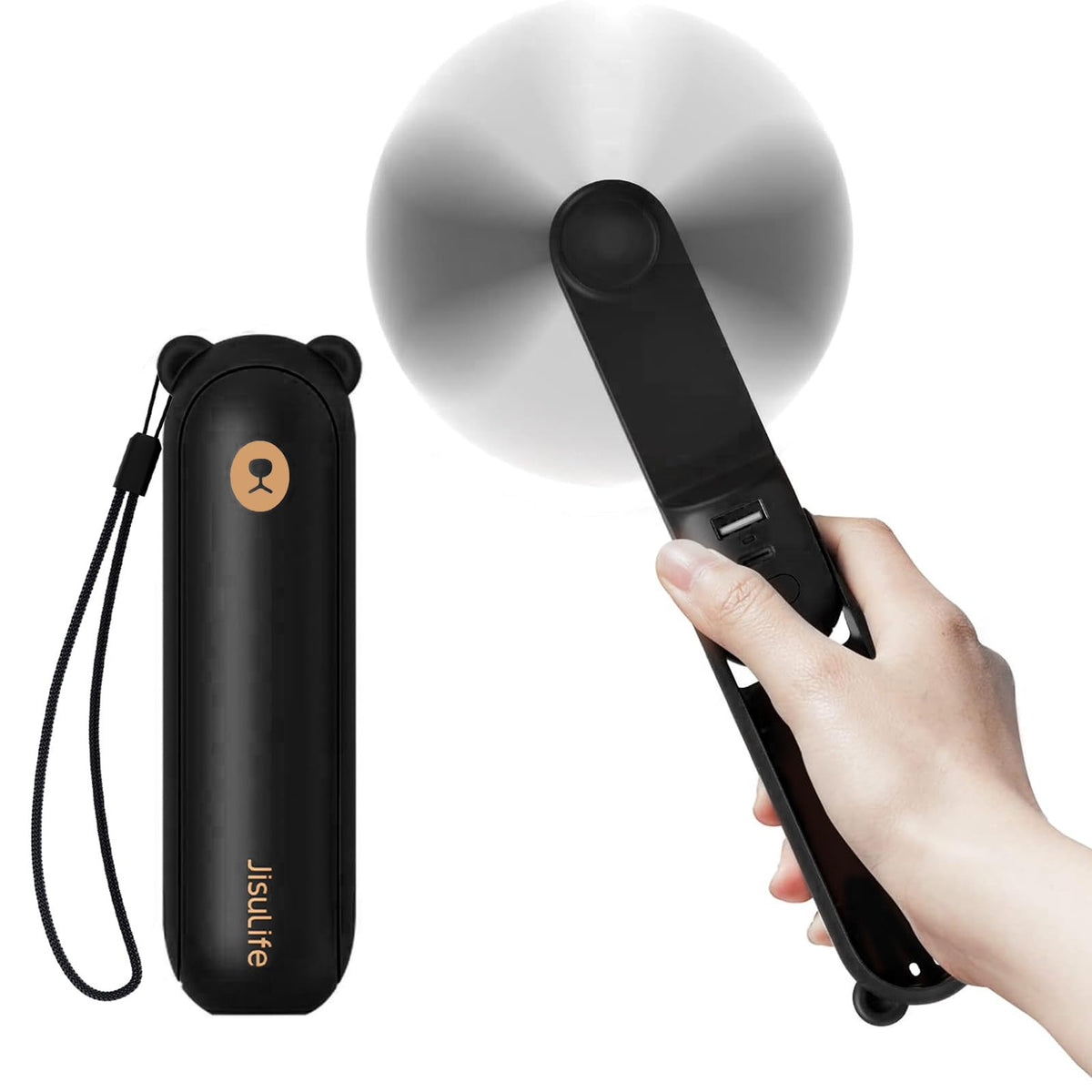 Jisulife Handheld Fan With 4500Mah Powerbank Max 46 Hours Runtime,Pocket Fan Portable Battery Operated Or Usb Powered Folding Pe