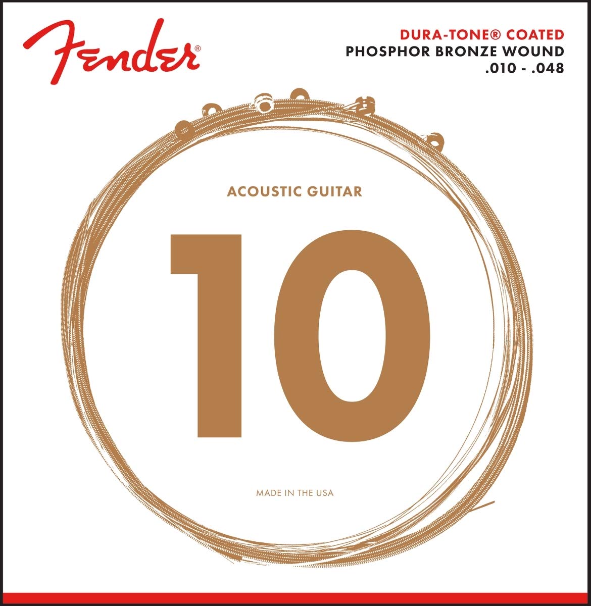 Fender Dura-Tone Coated Phosphor Bronze Acoustic Guitar Strings, 860XL .010-.048