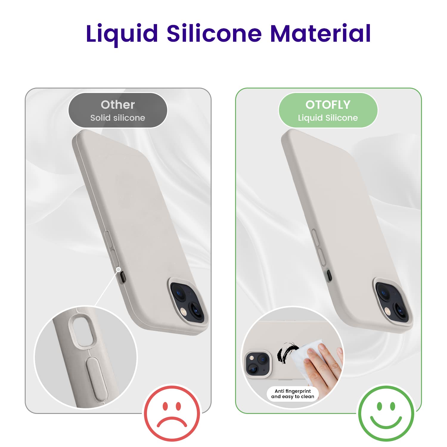 Otofly Designed For Iphone 14 Case, Silicone Shockproof Slim Thin Phone Case For Iphone 14 6.1 Inch (Stone)