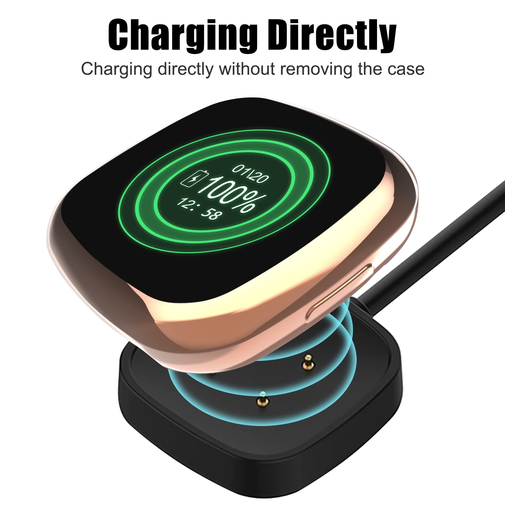 Kpyja Screen Protector For Fitbit Sense 2/Versa 4 Case, Soft Tpu Plated Case All-Around Protective Screen Full Cover Bumper For