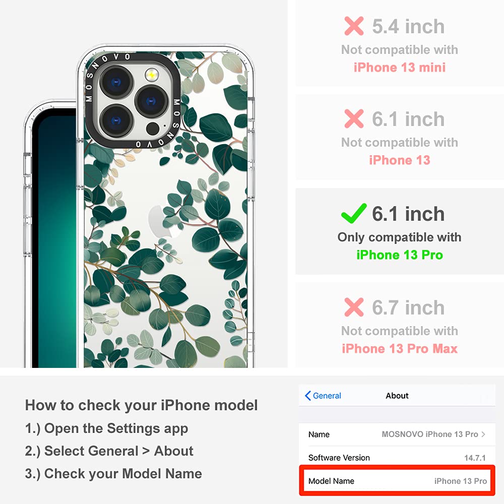 Mosnovo Case For Iphone 13 Pro, [Buffertech 6.6Ft Military-Grade Drop Protection] [Anti Peel Off Tech] Clear Tpu Bumper Phone Ca