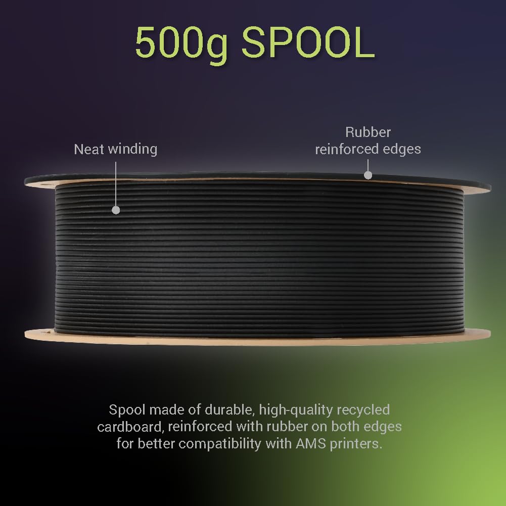 Polymaker Fiberon Pa12 Cf10 Nylon 3D Printer Filament 1.75Mm Black 500G, Enhanced Hard Edge Cardboard Spool   Low Moisture Sensi