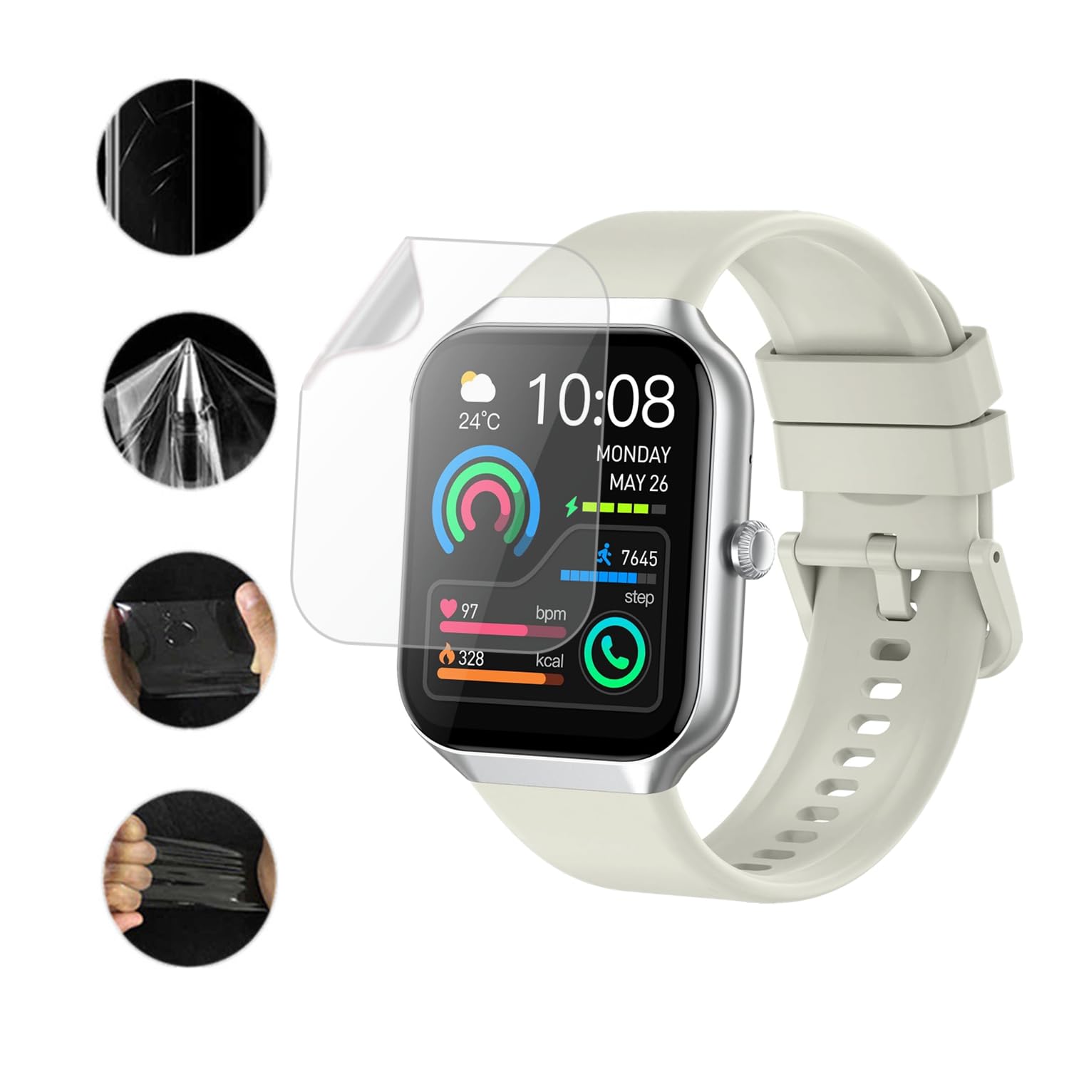 Aemus Screen Protector Compatible For Togala Smart Watch 1.96'' (6 Pack) Clear Tpu Soft Film Compatible For Jugeman P99 / P98 Sm