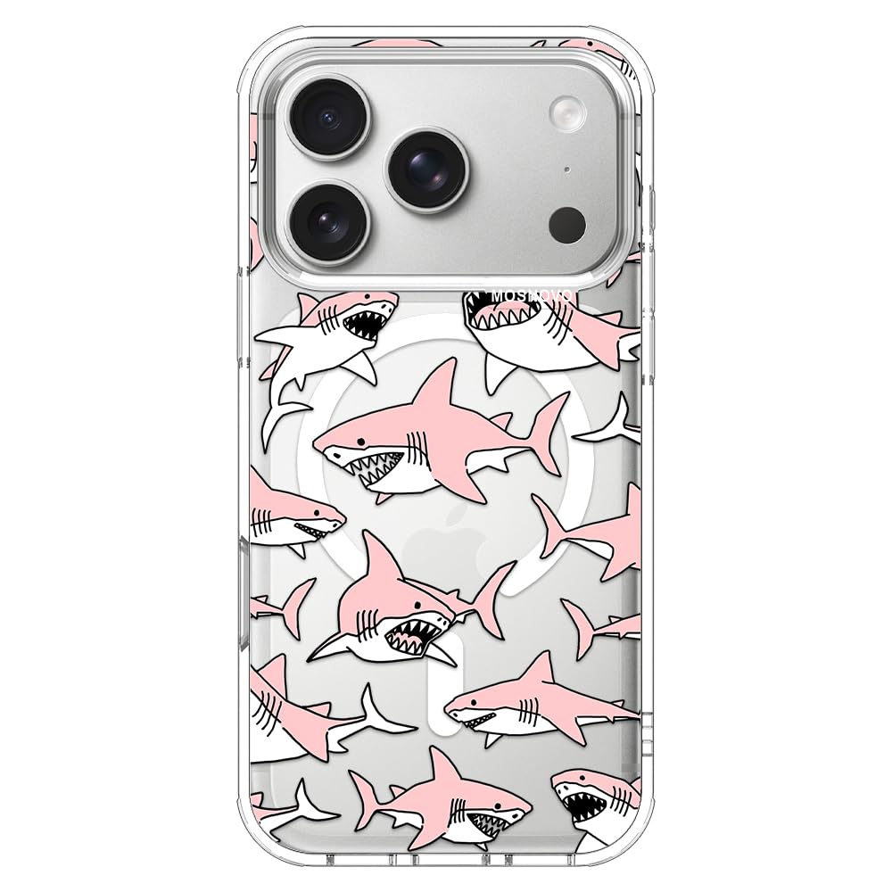 MOSNOVO for iPhone 17 Pro Case | Compatible with Magsafe | Military Grade 6.6ft Drop Tested | Camera Control | Clear with Pink S