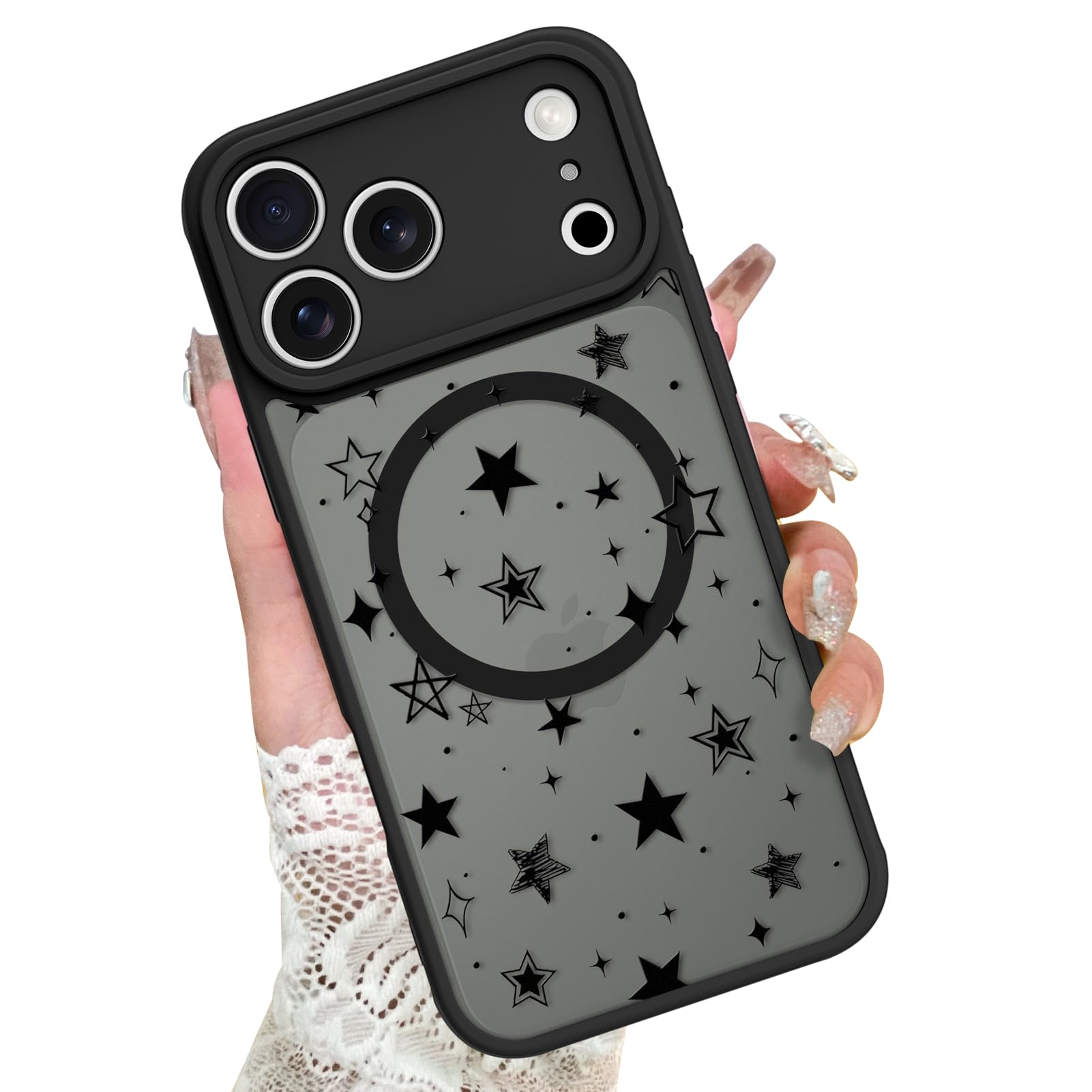 KANGHAR Case Compatible with iPhone 17 Pro Max Stars Pattern [Compatible with Magsafe] Cute Protective Magnetic Case for Girls W