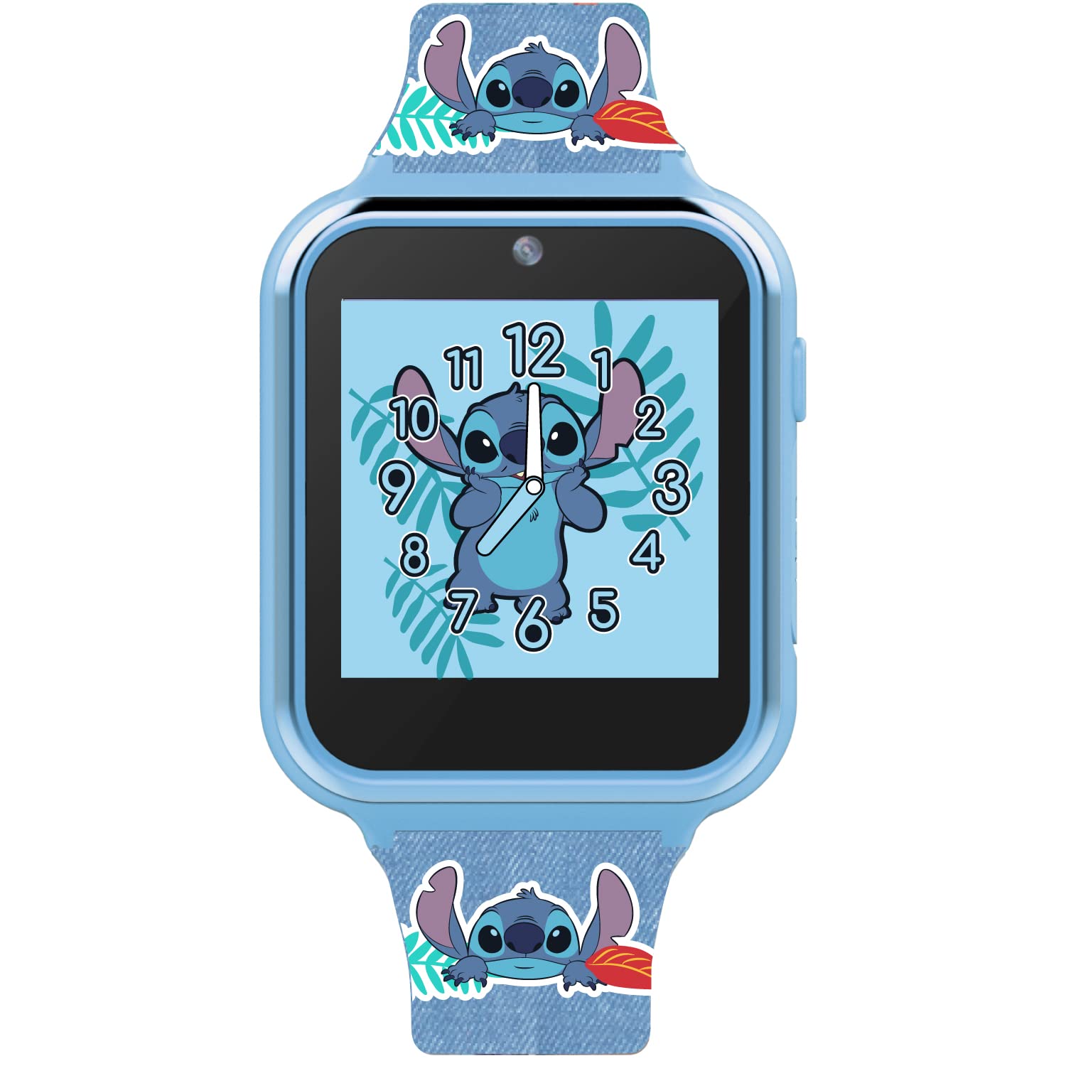 Accutime Kids Disney Lilo & Stitch Blue Educational Learning Touchscreen Smart Watch Toy For Girls, Boys, Toddlers - Selfie Cam,