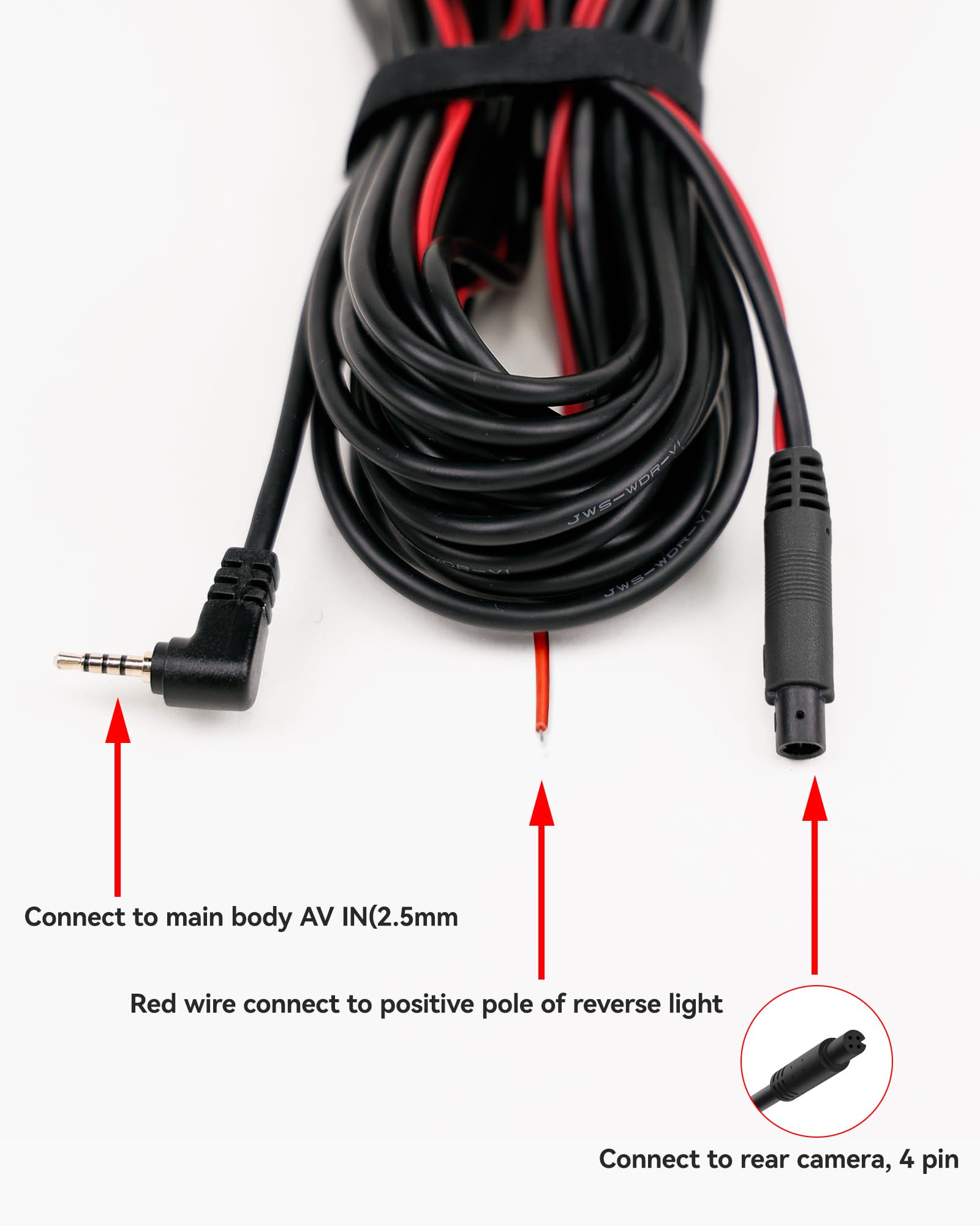 Wolfbox 50 Feet Rear Camera Longer Replacement Cable For I17 / I07 / G840S / G840H / G900 / G930 / G850 / G850Pro / G900Pro Vers