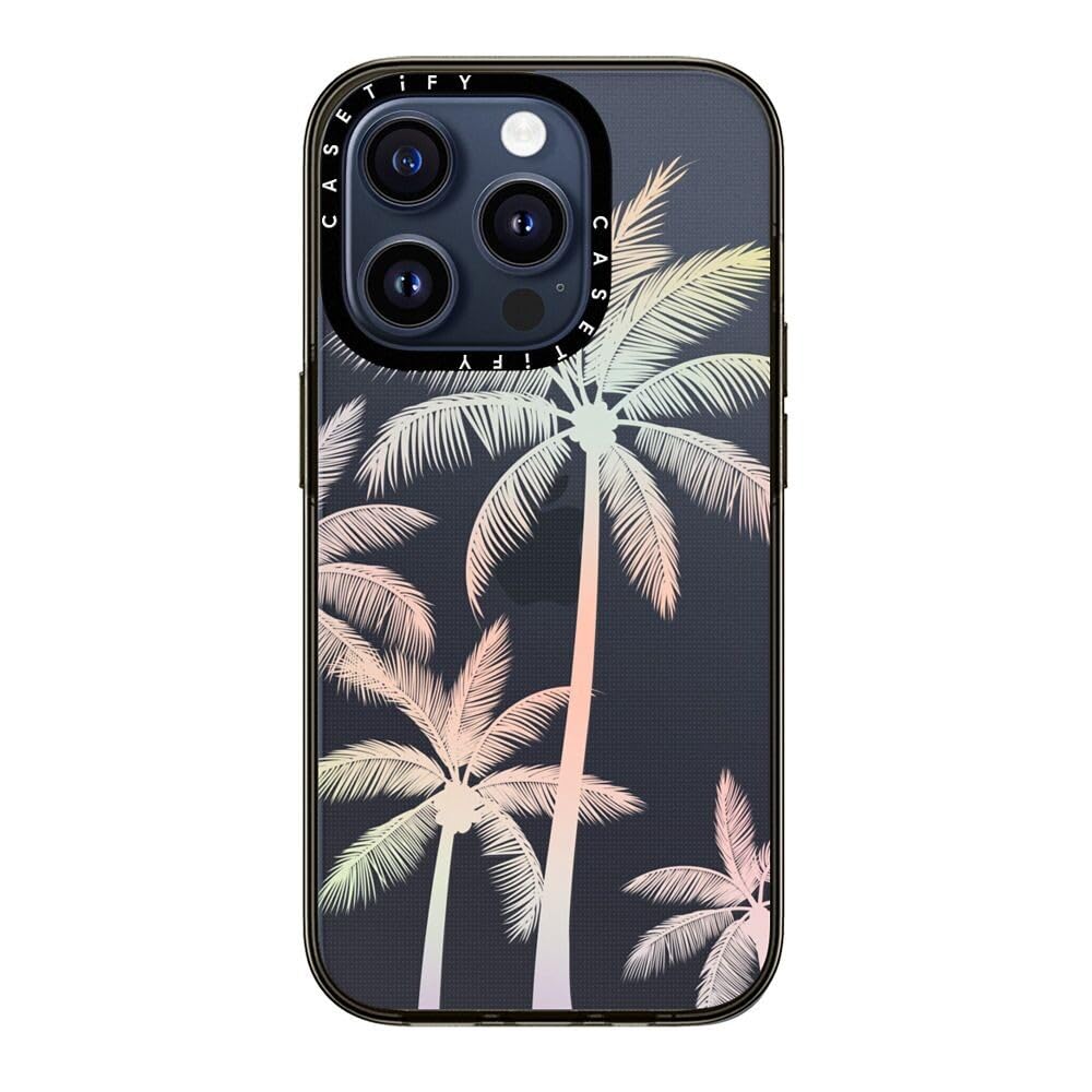 Casetify Compact Case For Iphone 15 Pro [2X Military Grade Drop Tested / 4Ft Drop Protection]   Modern Tropical Palm Tree   Clea