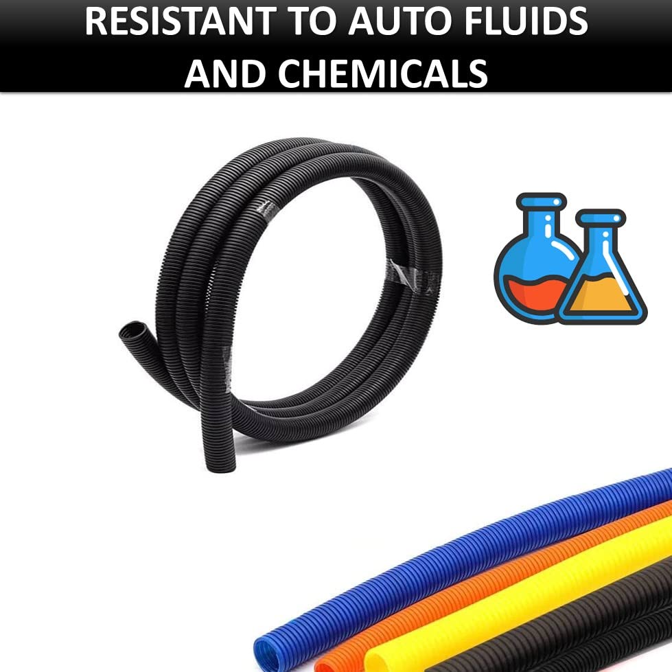 Kable Kontrol Split Wire Loom Tubing 1 1/4    Inch 10 Ft Long   Black Wire Conduit Cover For Cords   Corrugated Tubing And Prote