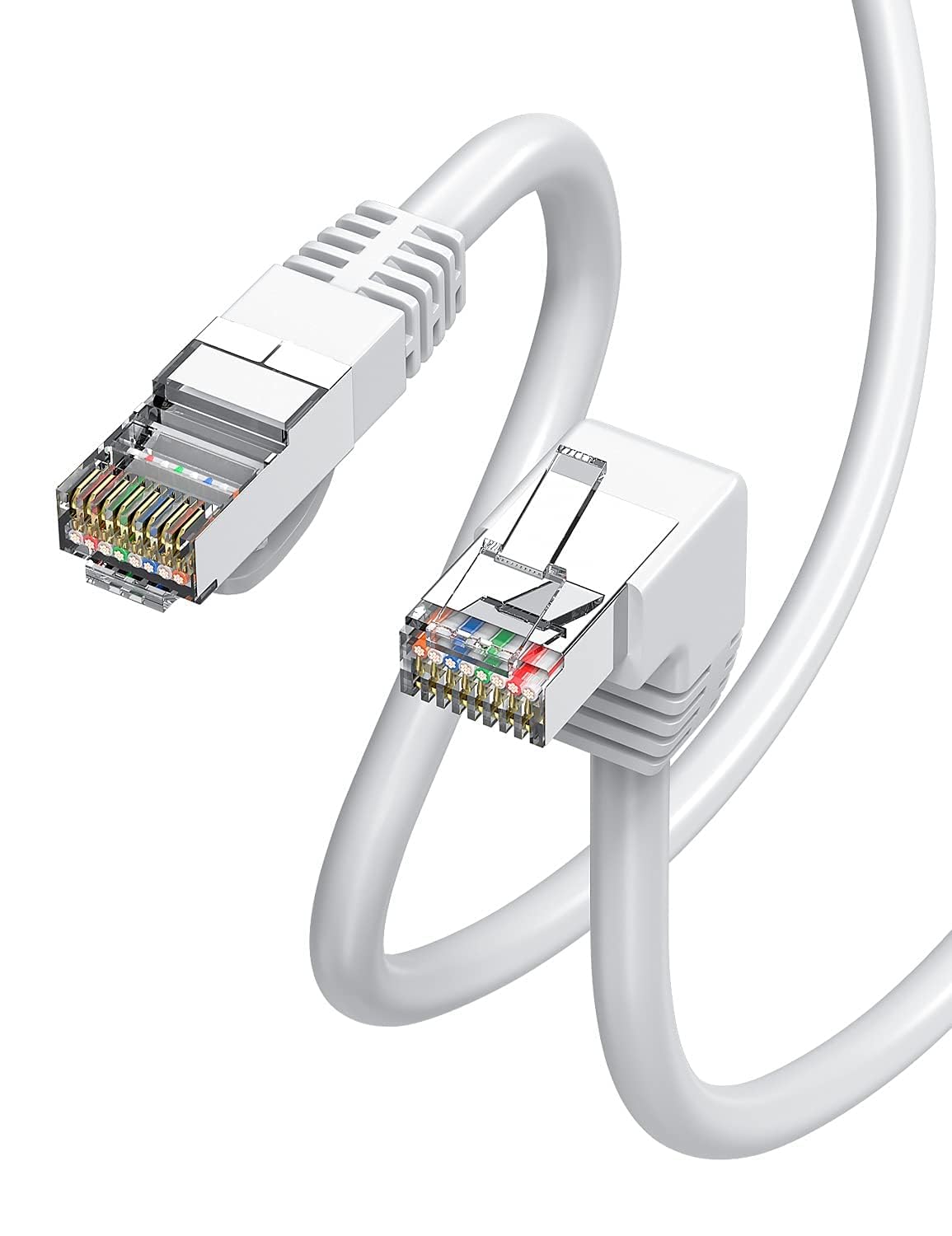 Cat6 90 Degree Ethernet Cable Right Angle White Cat 6 Ethernet Patch Cable  Down Angle 20Ft Right Angle Ethernet Adapter Bandwidth Up To 250Mhz 1000Mbps For Pc, Router, Modem, Printer, Xbox, Ps4