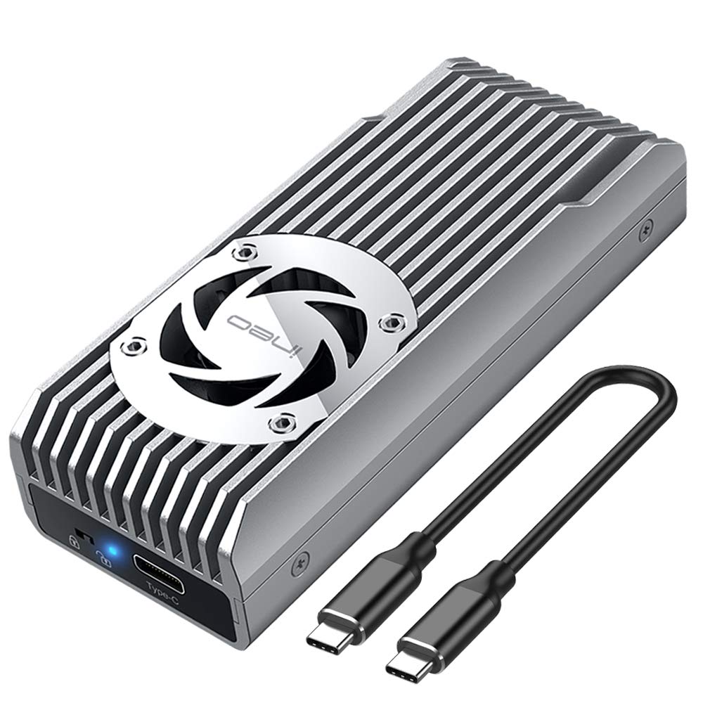 Ineo M.2 Nvme 20G Usb 3.2 Gen 2X2 Type C To Nvme Pcie M Key Ssd Enclosure With Built In Cooling Fan [C2598 Nvme, 20Gbps]