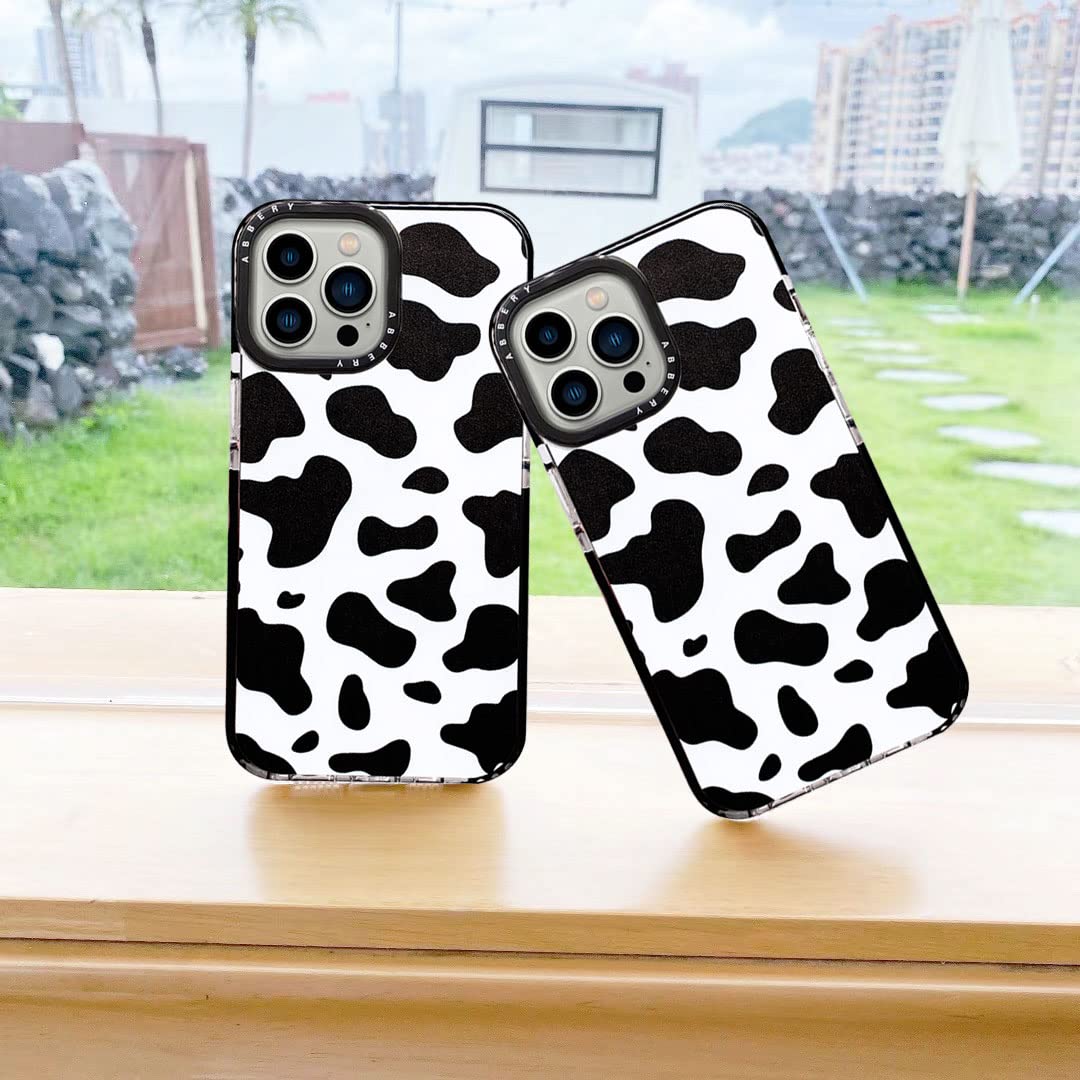 Abbery Designed For Iphone 13 Pro Max Case Cow Print, Clear With Design Cow Pattern Cute Silicone Tpu Sturdy Shockproof Protecti
