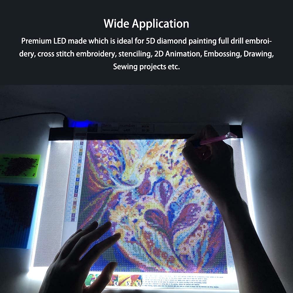A3S Light Pad For Diamond Painting   Sponake Light Board Tracing With 3 Level Brightness Apply To 5D Diamonds Art  Craft  Weedin