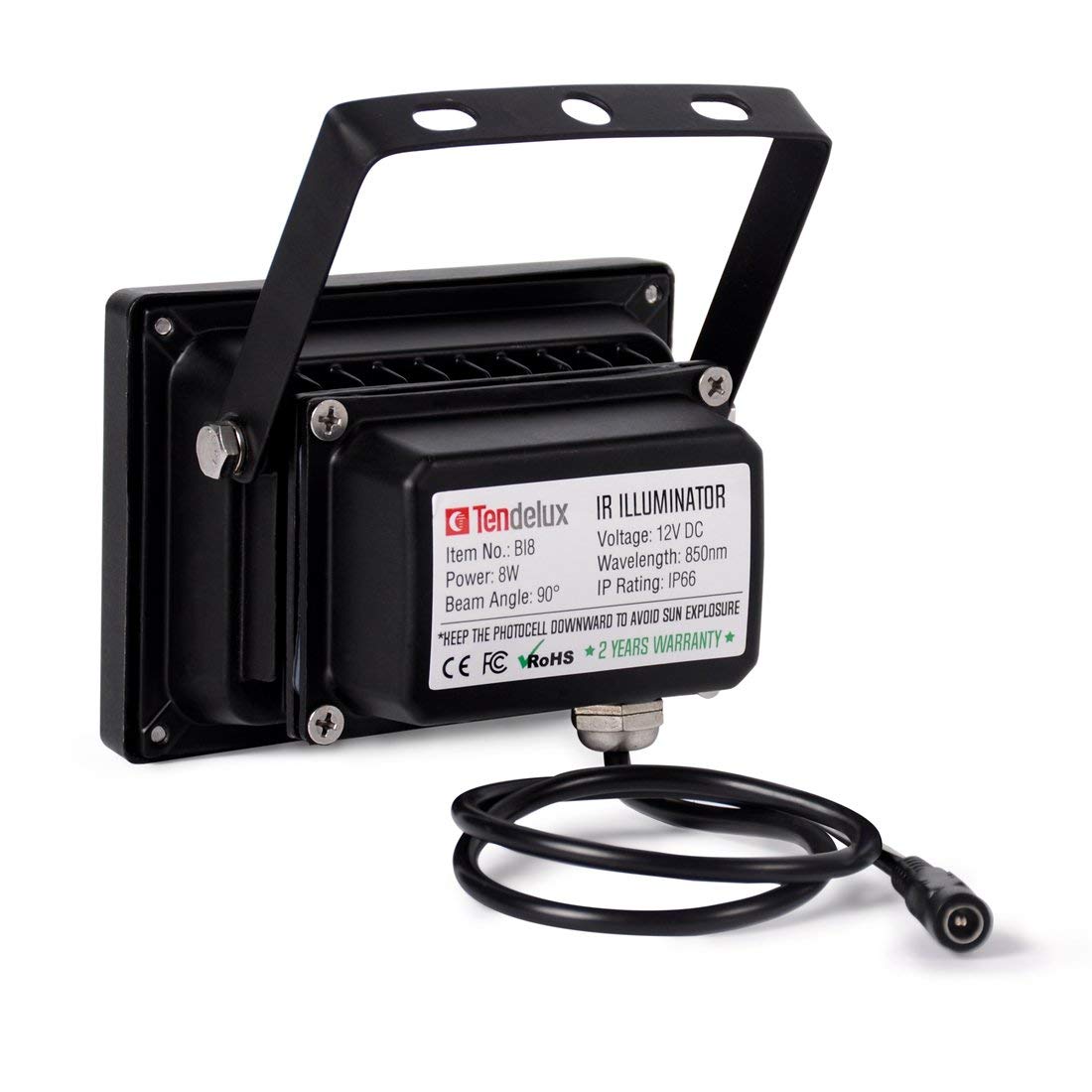 Tendelux 120Ft Ir Illuminator | Bi8 Compact And Powerful 90� Infrared Light For Cctv Security Camera (W/Power Adapter)