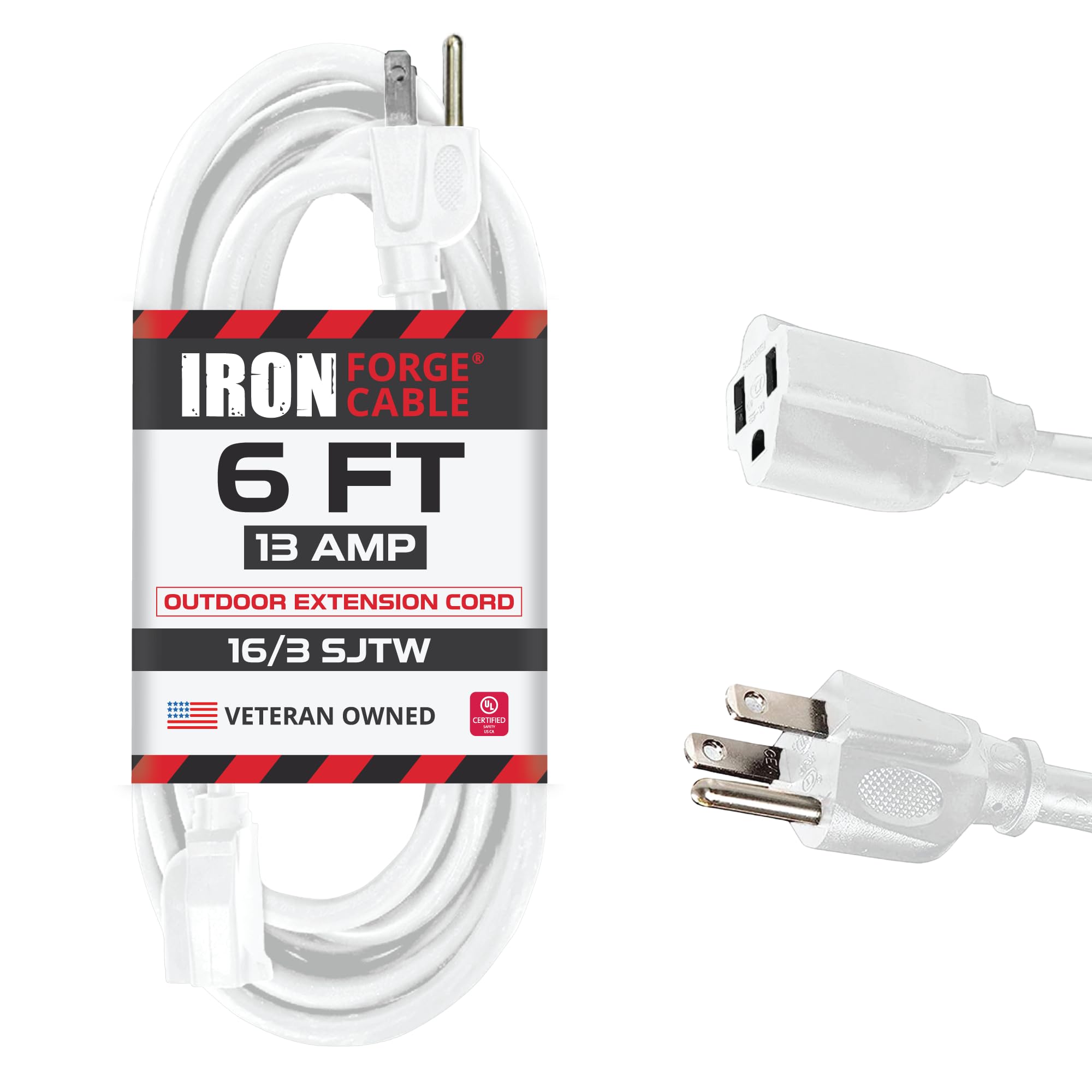 Iron Forge Cable 6 Ft White Extension Cord   16/3 Durable Electrical Cable