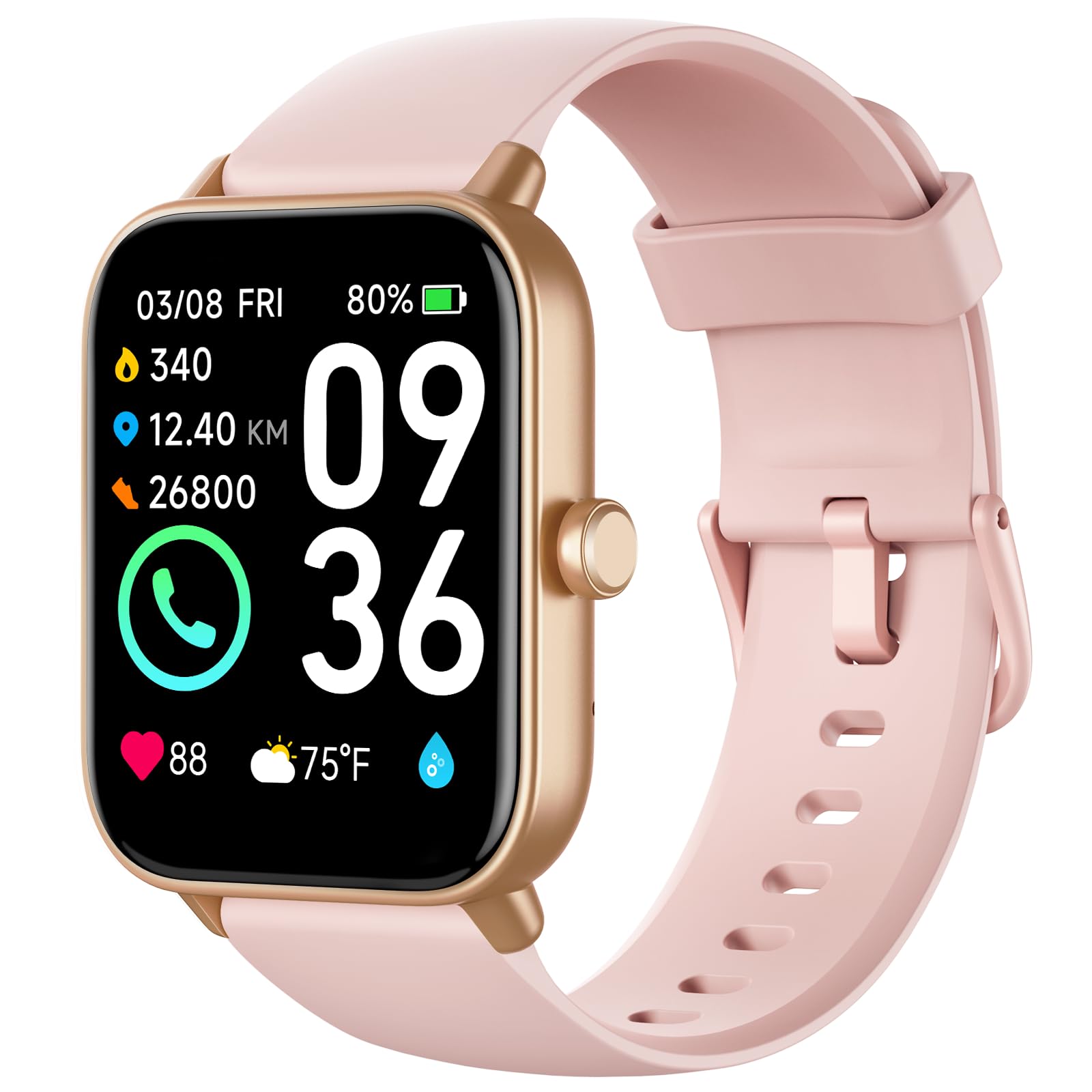 Woneligo Smart Watch For Women,Fitness Watch(Answer/Make Call),Alexa Built In, [24H Heart Rate Sleep Blood Oxygen Monitor],5Atm