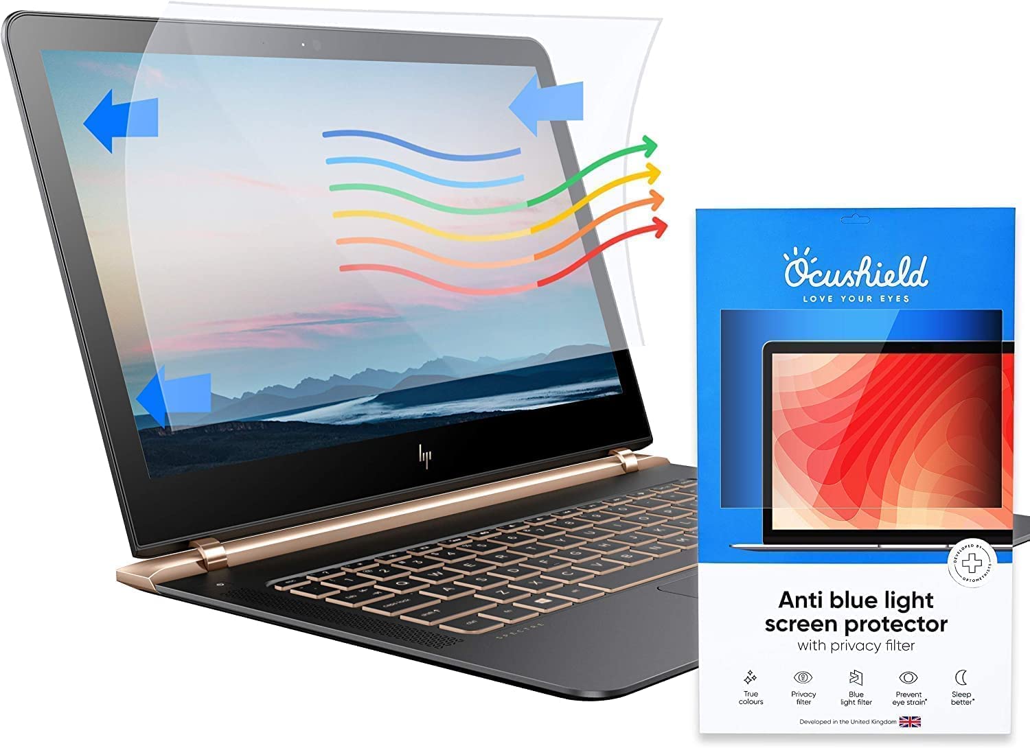 Ocushield 23 (16:9) Anti Blue Light Screen Protector with Privacy Filter for Laptops and Computer Monitors - Anti-Glare - Easy I