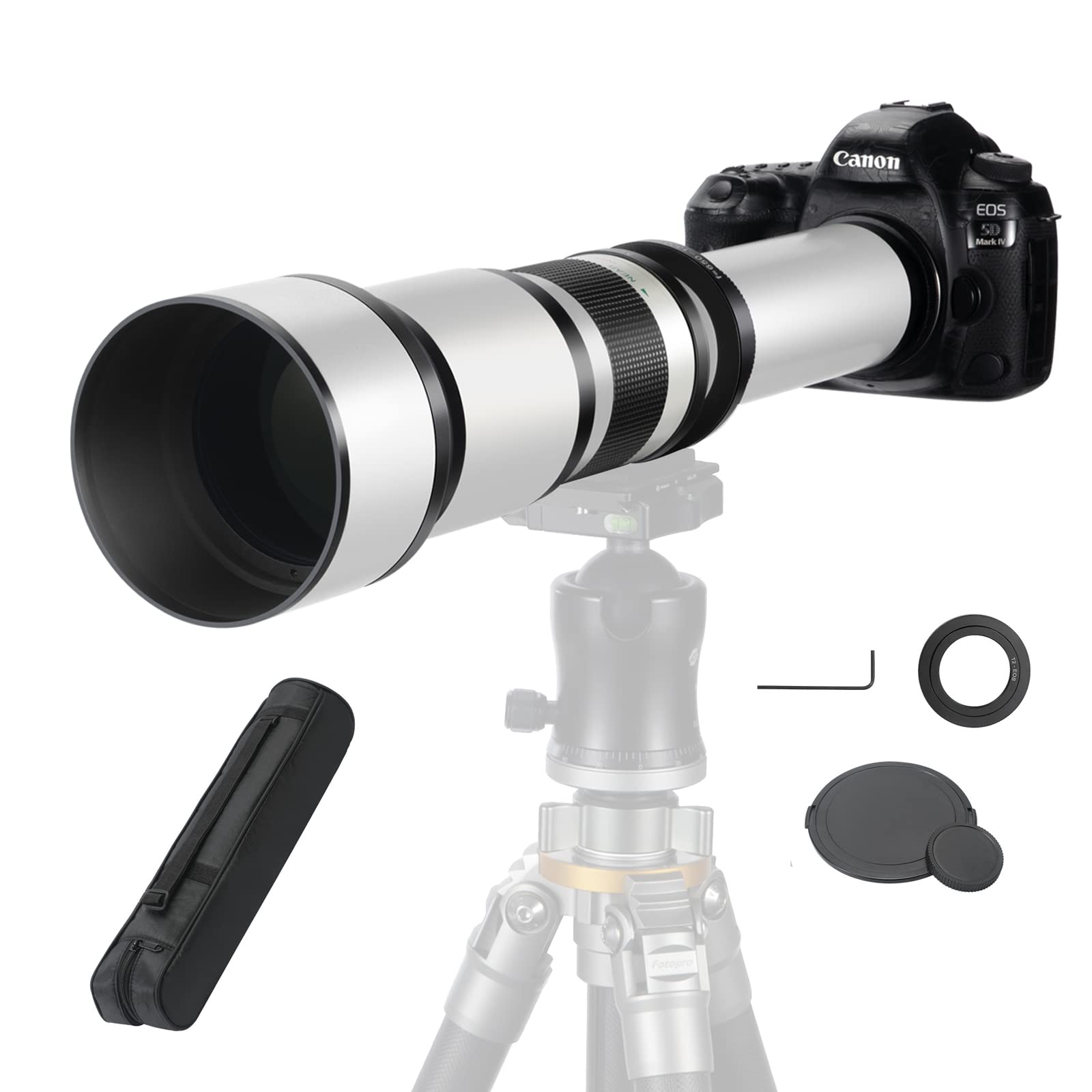 Ef/Ef S 650 1300Mm F/8 Telephoto Zoom Lens Manual Cameras Lenses+ T Mount For Canon Slr Cameras T8I/T7I/T7/T6S/T6I/T6/T5I/T5/T4I/T3I/T3/T2I/60D 4000D 2000D 90D 5D Iii /250D/750D/760D/1200D/1300D/6D
