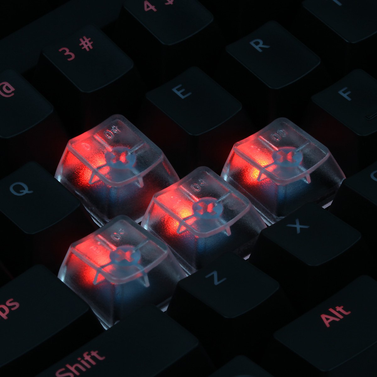 Max Keyboard Translucent Cherry Mx Keycap Set For Esc, W,A,S,D Or E,S,D,F And Arrow Keys (Clear Translucent   Blank/No Print)