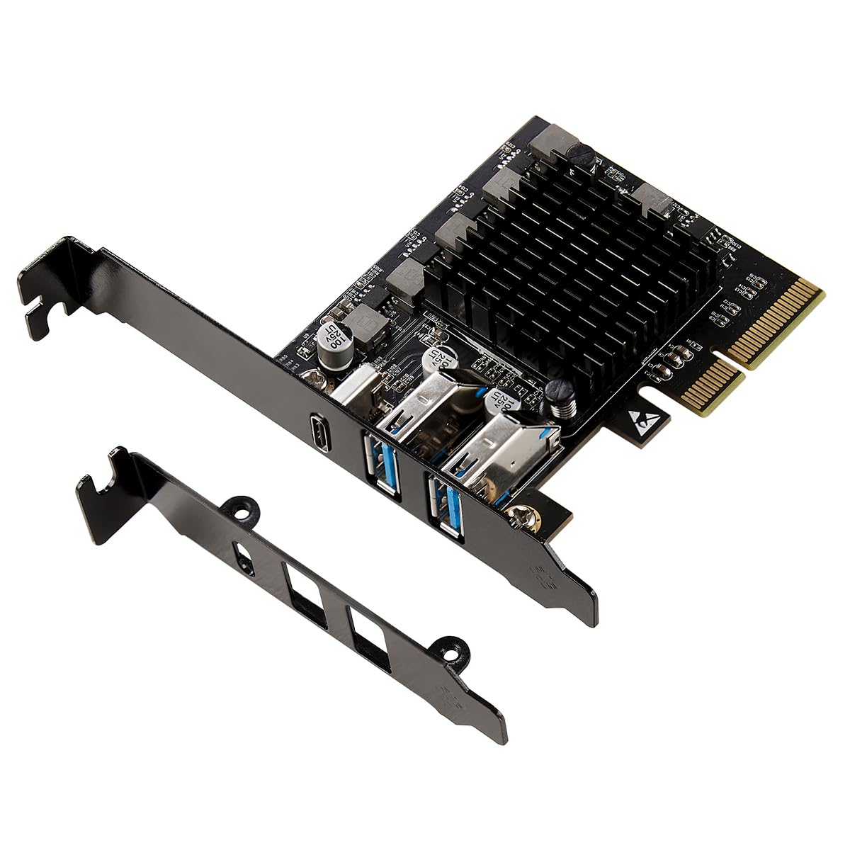 PCI-Express 3.0 x4, 2-Port USB 3.2 Type-A and 1-Port USB 3.2 Gen2x2 Type-C 20Gbps Host Controller Card. Compliant with USB 3.2 S