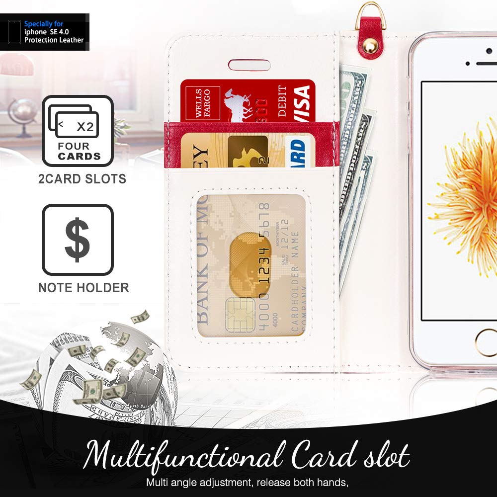 Fyy Designed For Iphone Se Case 2016 (1St Generation) / Iphone 5 Case/Iphone 5S Case, Luxury Pu Leather Wallet Phone With Card H