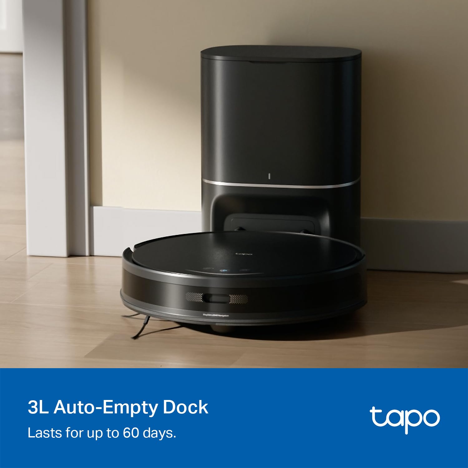 Tapo Ultra Slim Lidar Smart Navigation Robot Vacuum And Mop With Self Emptying Dock, 5300Pa Max, 97%+ Dust Pickup Rate, Self Cha