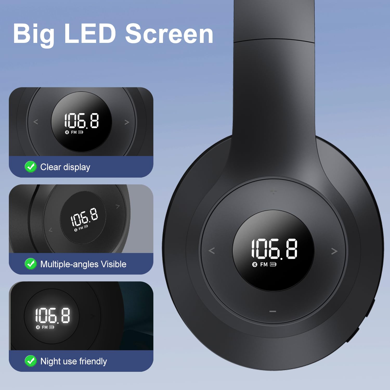 X5 Wireless Fm Radio Headphones With Bluetooth, Built In Microphone, Rechargeable And Portable Radio Headset, Over Ear Headphone