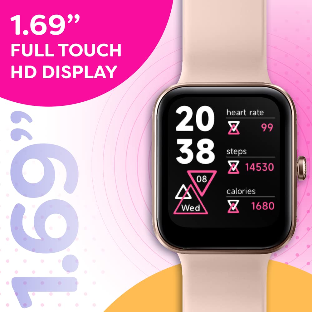 Octandra Go Veryfit 1.69'' Smart Watch   Heart Rate Blood Oxygen Saturation Sleep Monitor   Step Counter Pedometer   5Atm Exerci