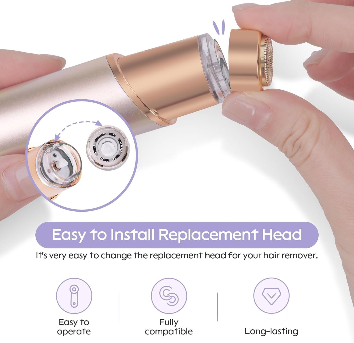 Generation 3 Facial Hair Remover Replacement Heads For Finishing Touch Flawless,Double Precision Blades Replacement Heads Compat