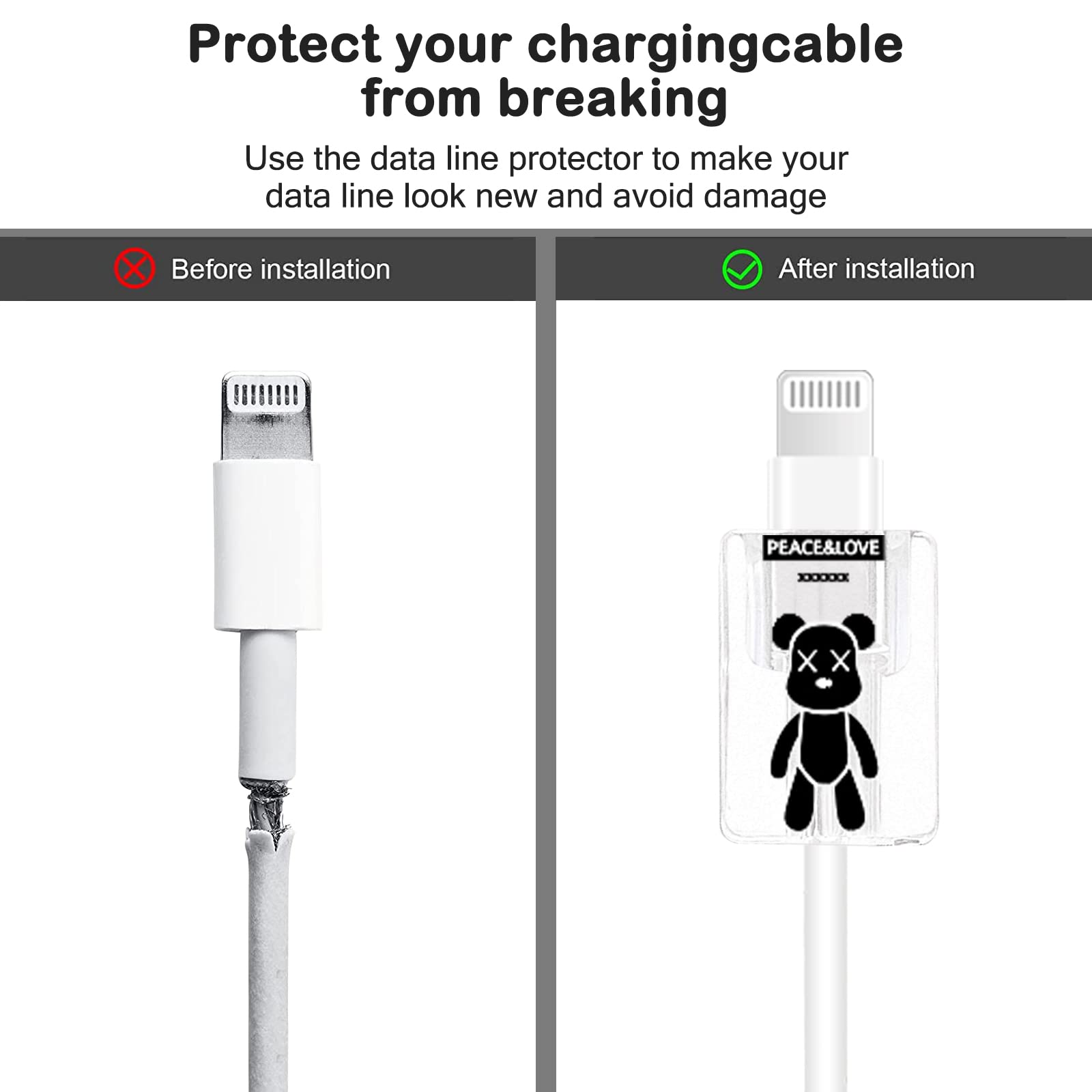 Cute Cable Protector For Iphone Charger,Kawaii Astronaut,Teddy Bear Anime Lovely Pattern 4 Pcs Usb Cable Protector For Girls Boy