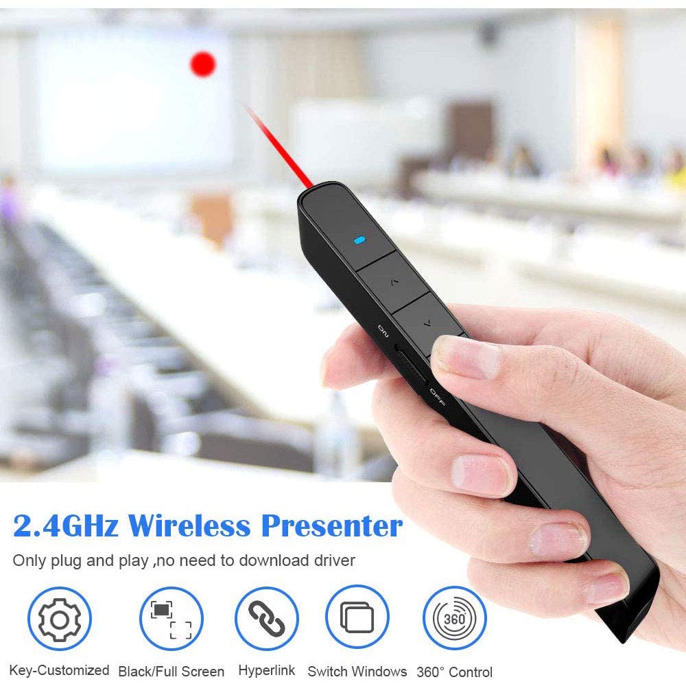 Key Customized Wireless Presenter Remote, Norwii N75 Presentation Pointer Presenter Supports Hyperlink, Media Play/Pause, Previo