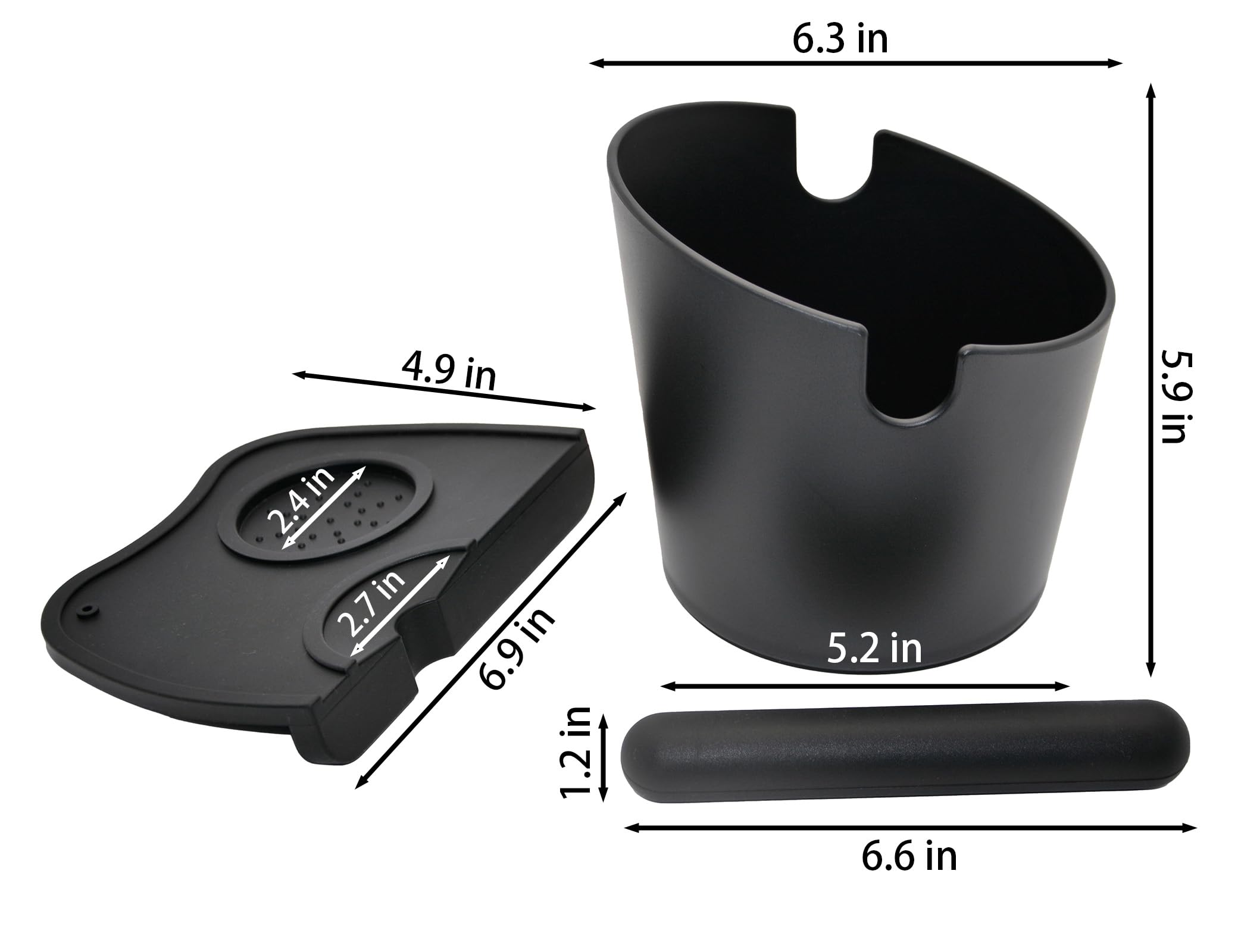 Iaosen 6.3 Inch Large Espresso Knock Box Silicone Coffee Tamper Mat Espresso Machine Accessories Set Of 2 With Removable Knock B