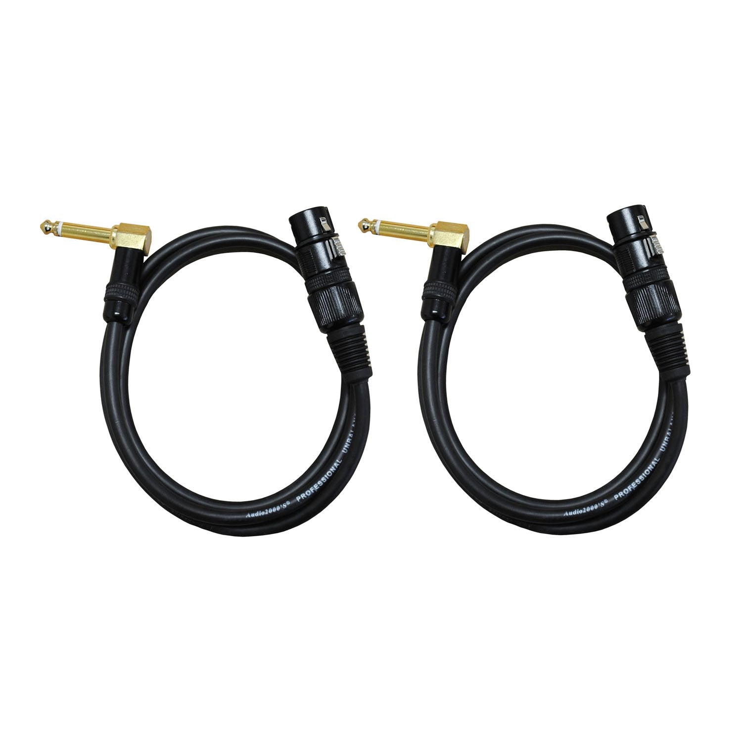 Audio2000'S C23003P2 3 Ft 1/4'' Ts Right Angle To Xlr Female Cable (2 Pack)