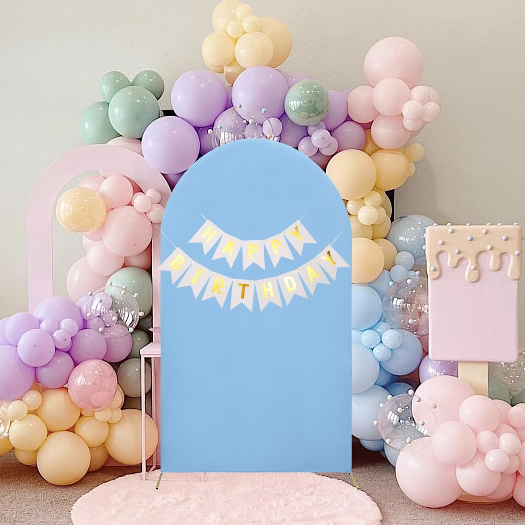 Maiangel 7.2Ft Spandex Stretchy Arch Cover, Dusty Blue, Included Components: 2 Sided Round Top Chiara Backdrop For Party, Birthd