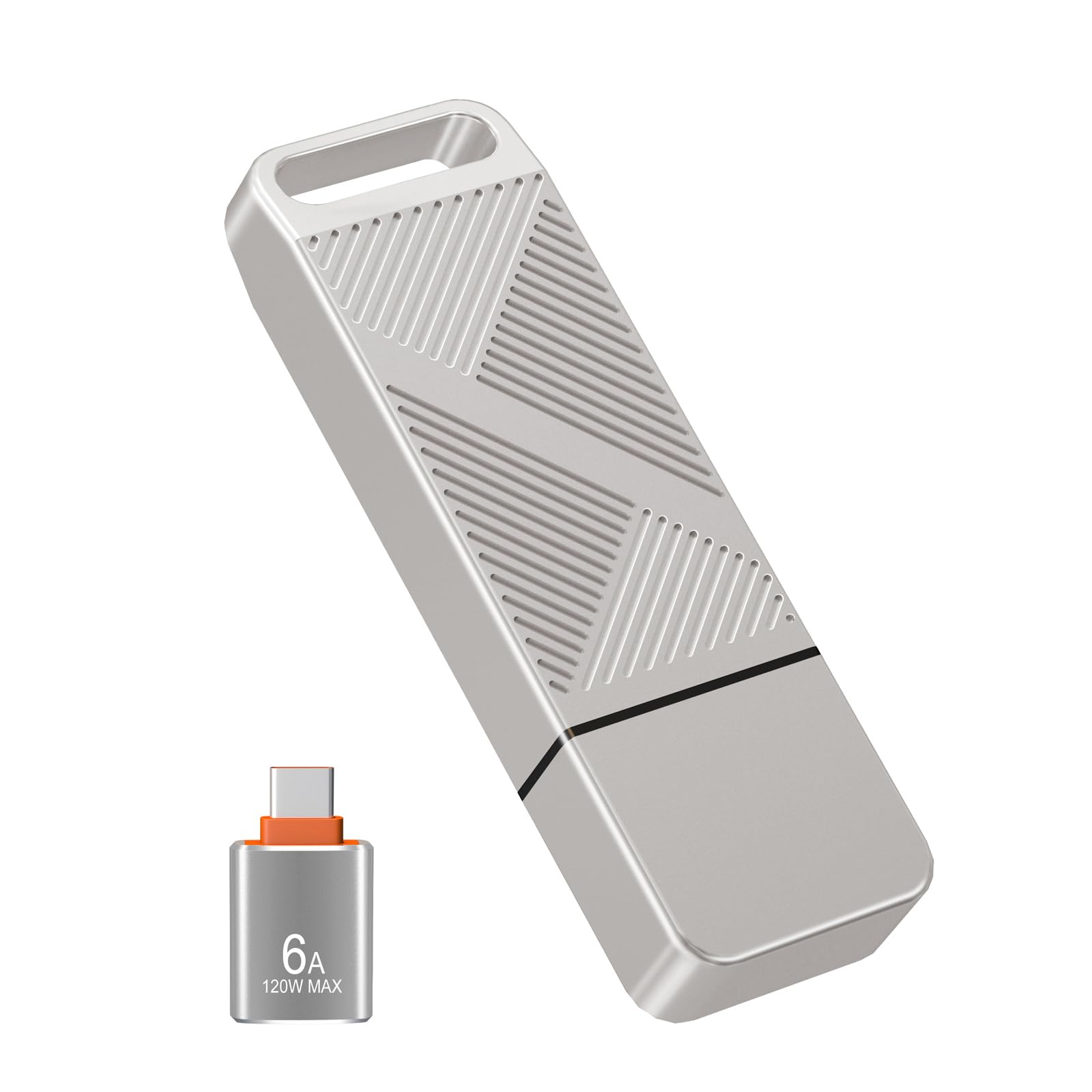 Eastbull 64Gb Exfat32 Usb 3.0 Flash Drive With A Usb C Adapter, Fast Speed Thumb Drive Metal Pen Drive 64 G Memory Stick For Storage And Backup (Silver, With Usb C 3.0 Adapter)