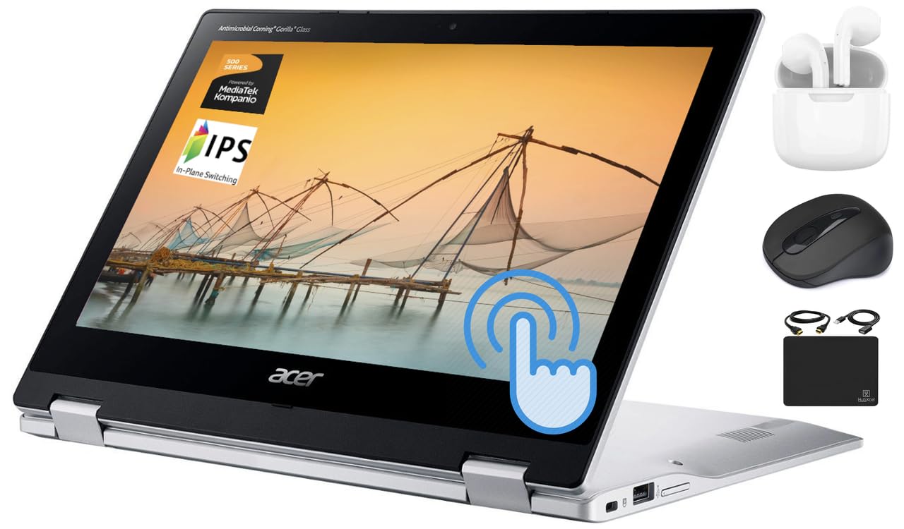 Acer Chromebook Spin Newest Flagship Convertible X360 Laptop, 11.6'' 2 In 1 Hd Touchscreen, 8 Core Mediatek Mt8183C Processor, 4