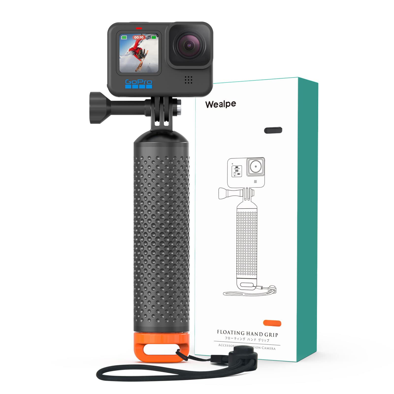 Wealpe Floating Hand Grip Waterproof Handle Compatible With Gopro Hero 11, 10, 9, 8, 7, Max, Fusion, Hero (2018), 6, 5, 4, Session, 3+, 3, 2, 1, Dji Osmo, Xiaomi Yi Cameras