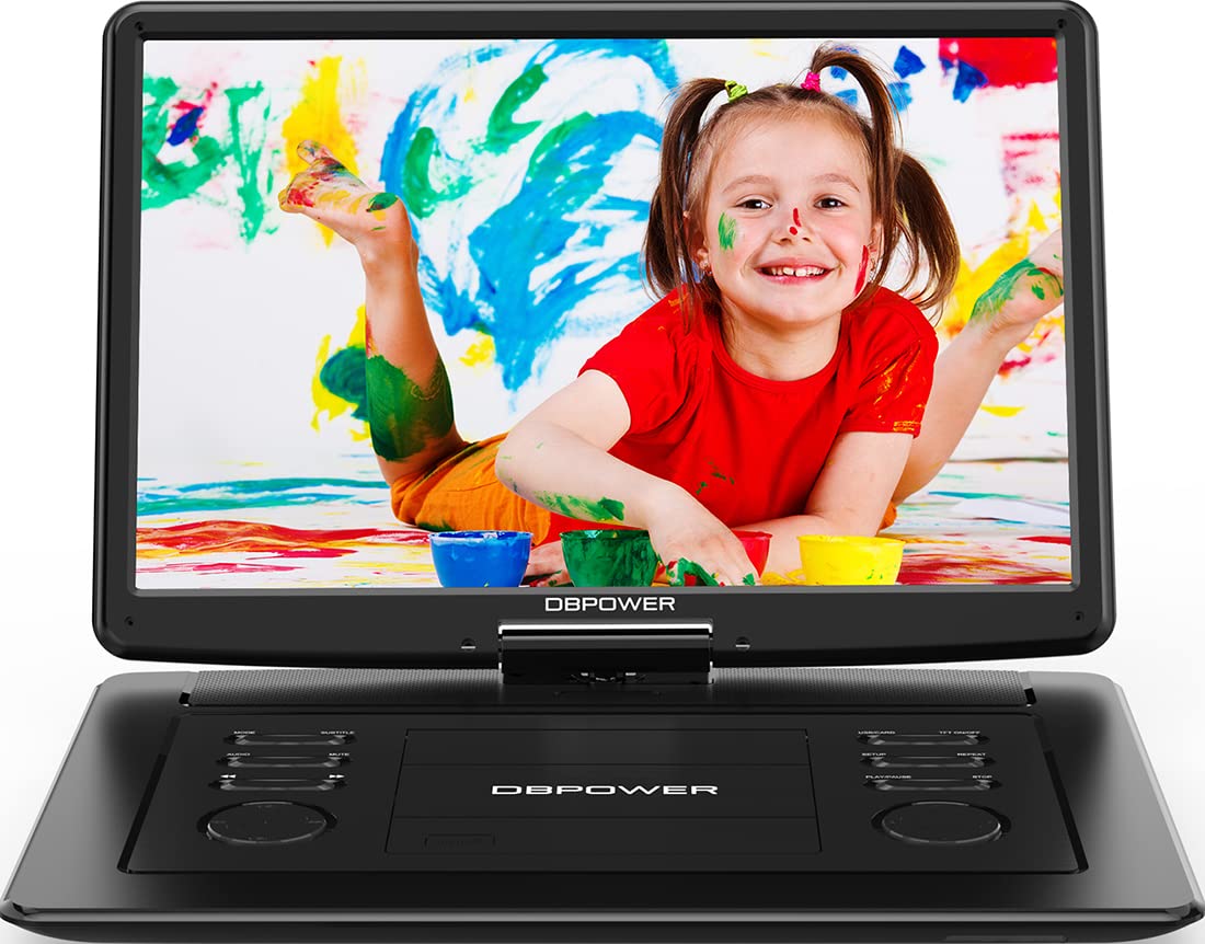 Dbpower 17.9' Portable Dvd Player With 15.6' Large Hd Swivel Screen, 6 Hour Rechargeable Battery, Support Usb/Sd And Multiple Disc Formats, High Volume Speaker, Car Charger, Remote Control