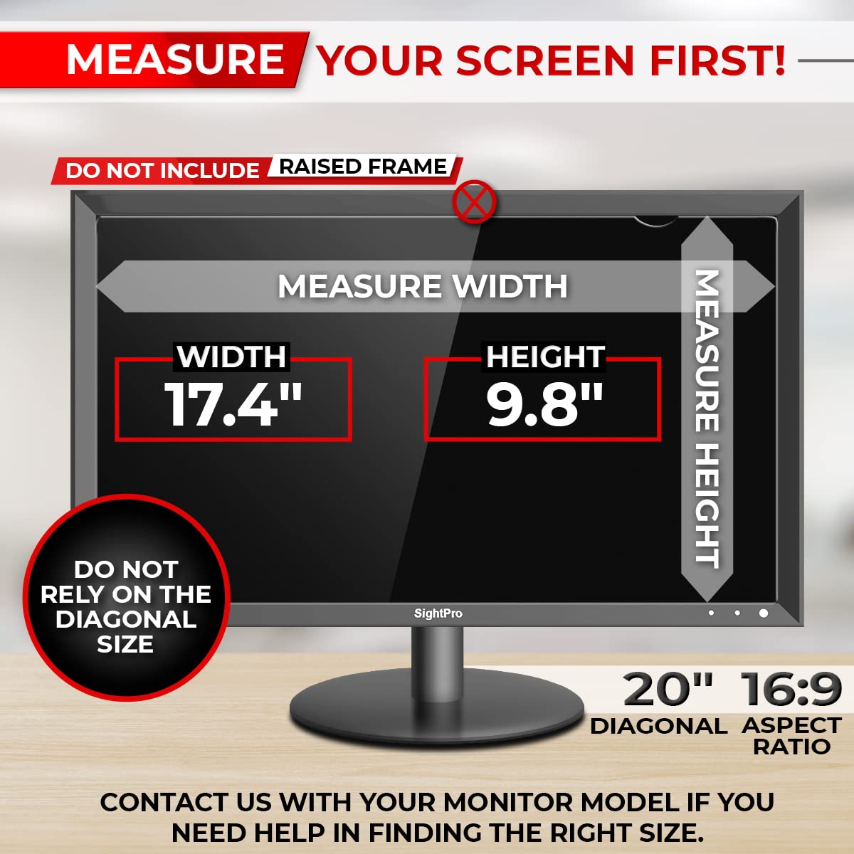 Sightpro 20 Inch 16:9 Computer Privacy Screen Filter For Monitor   Privacy Shield And Anti Glare Protector (17 7/16'' X 9 13/16'