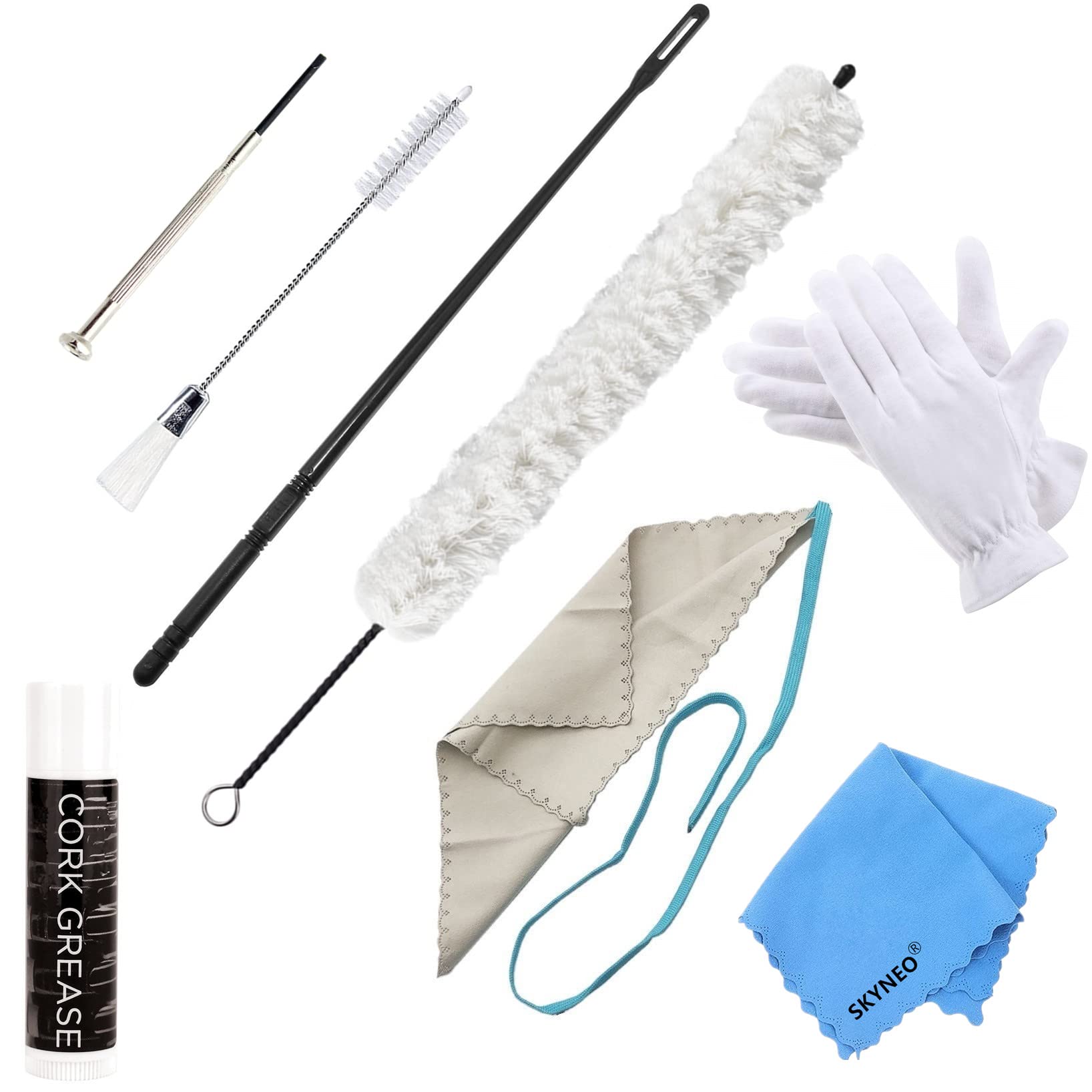 Flute Cleaning Kit Include 1Pc Cotton Cleaning Brush, Flute Swab, Double End Dust Brush,Flute Cleaning Rod, Screwdriver For Flut
