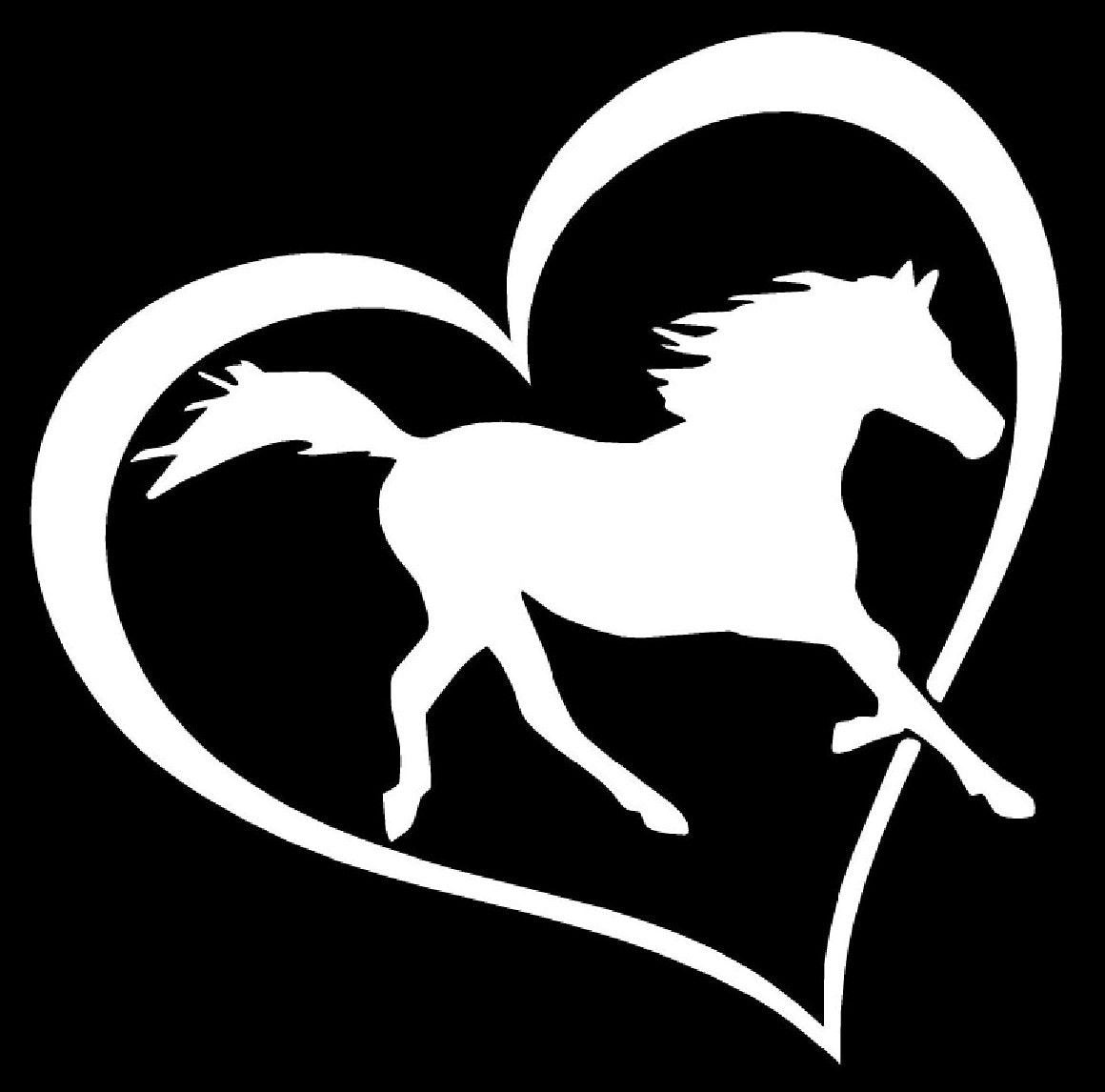 Heart Horse   Vinyl 4'' Tall (Color: White) Decal Laptop Tablet Skateboard Car Windows Stickers