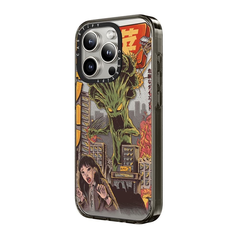 Casetify Compact Case For Iphone 15 Pro Max [2X Military Grade Drop Tested / 4Ft Drop Protection]   Broccozilla   Clear Black