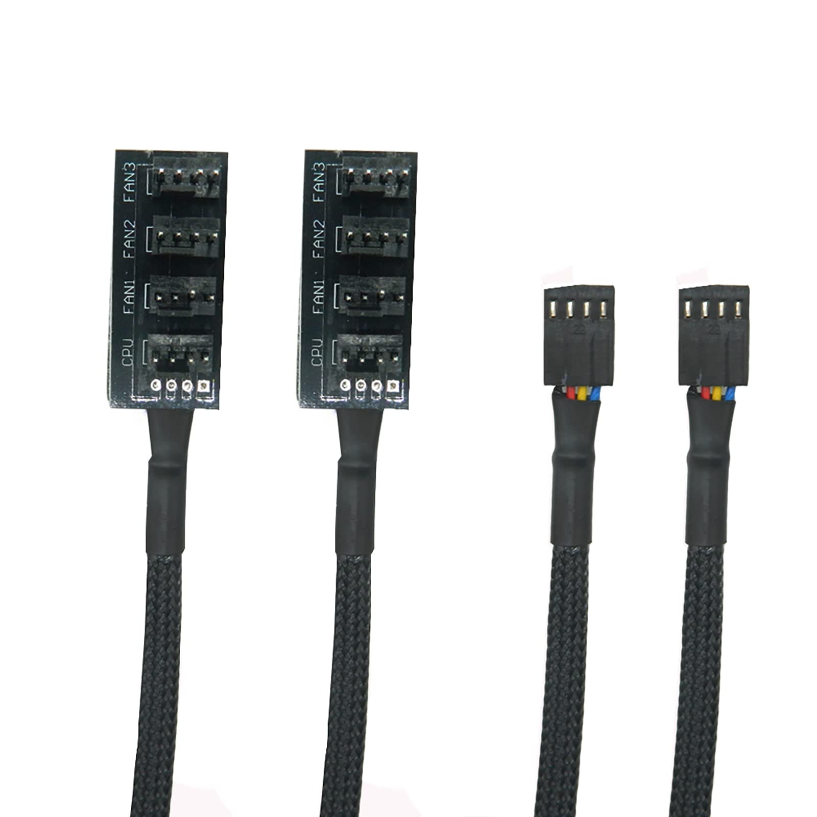 Fbhdzvv 2Pcs Pwm Fan Hub Splitter 4 Pin/3 Pin Pc 4 Way Splitter, Cooling Fans Power Cable 1 To 4 Way Pc Case Internal Motherboar