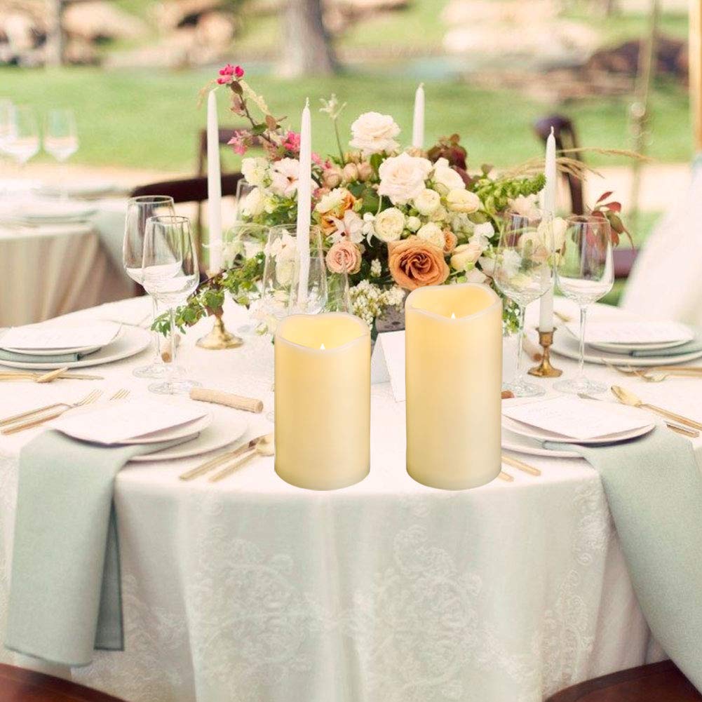 3Pcs 4'' 5'' 6'' Waterproof Led Flameless Timer Candles, 1000 Hours Long Battery Life/Flickering Battery Operated Electric Outdo