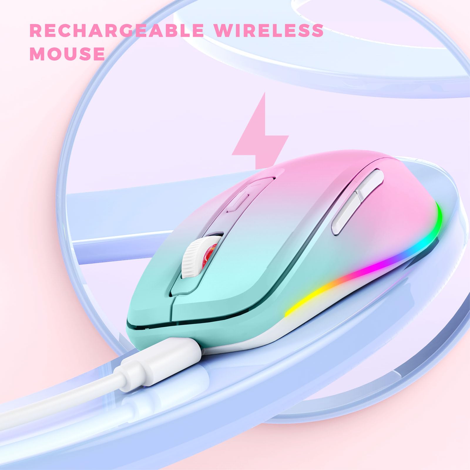 Wireless Mouse Jiggler   Led Wireless Mice With Build In Mouse Jiggler Mover, Rechargeable Moving Mouse For Computer With Undete