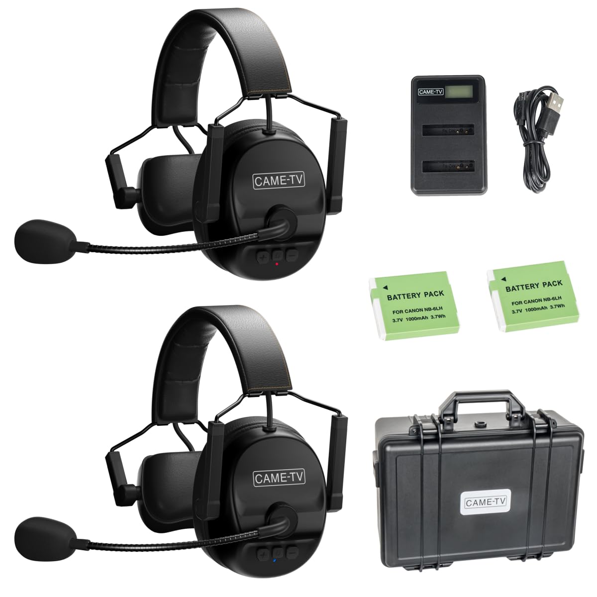 Came Tv Kuminik8 Wireless Intercom Headset Full Duplex Distance Up To 1500Ft (450 Meters) With Hardcase Single Ear (2 Pack)
