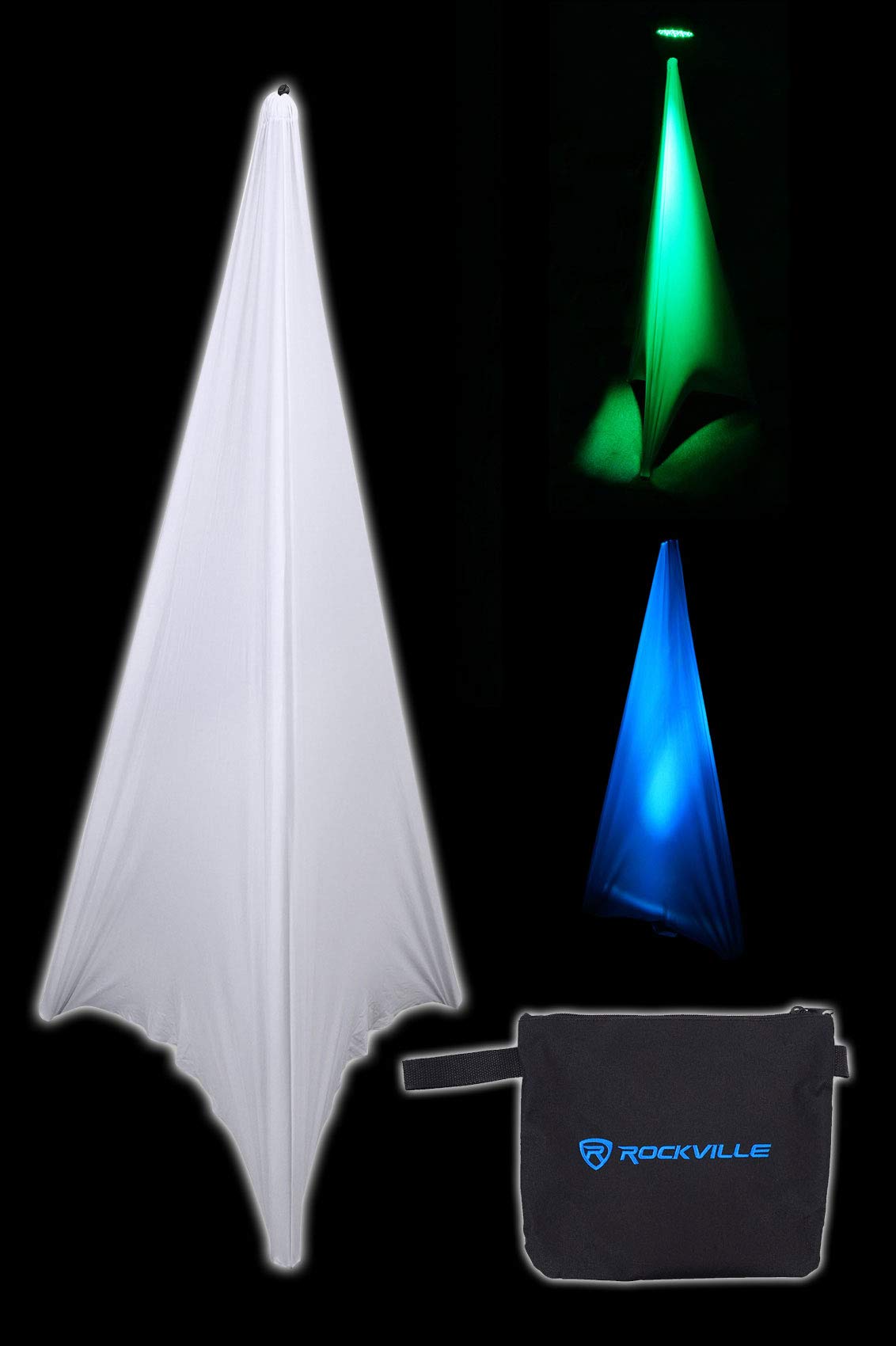 Rockville White Tripod Pa Speaker Stand Scrim Cloth + Carry Bag (Rsc7W)