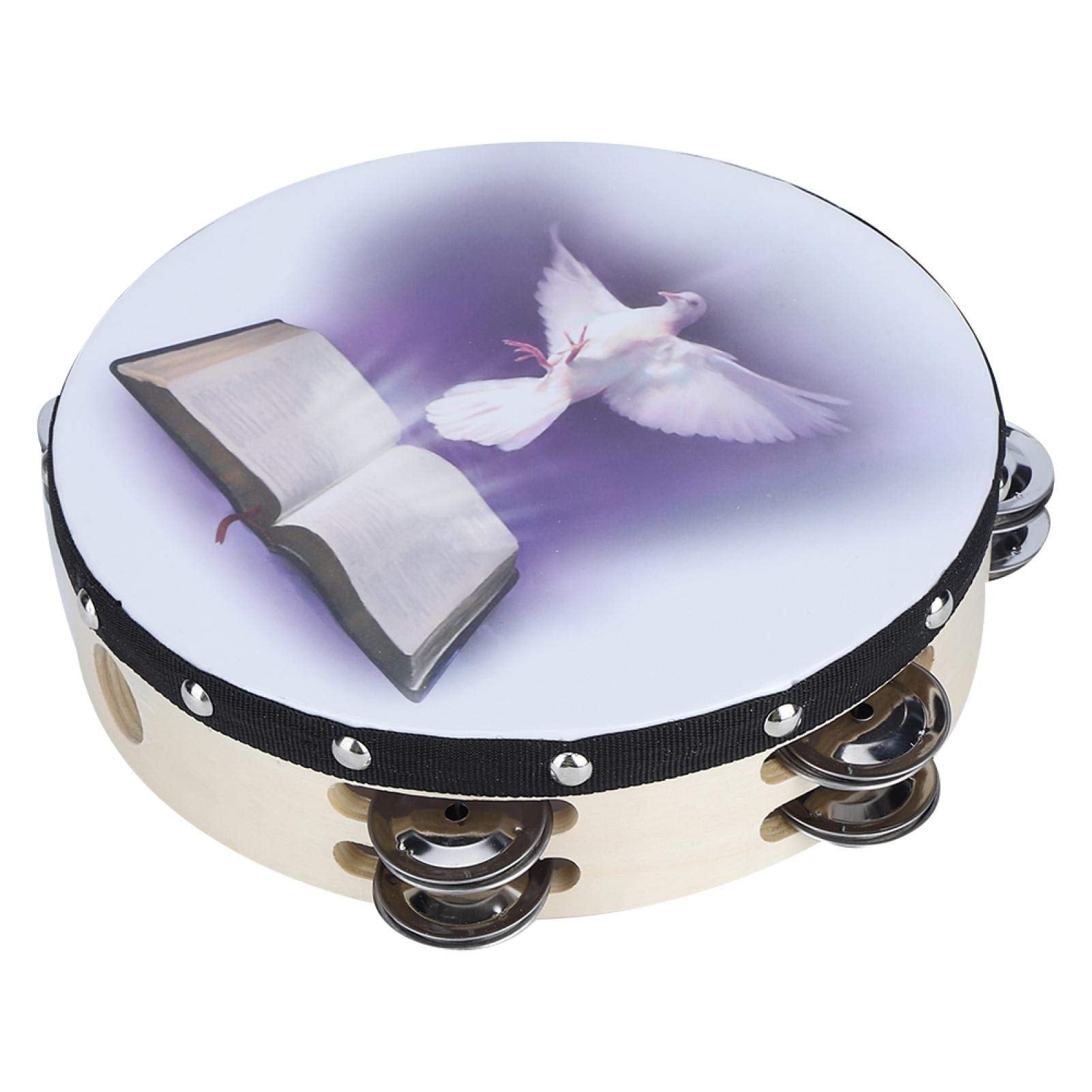 Compact Handheld Percussion, Tambourine, Easy to Play Purple Double Row Metal for Party Concert(#1)