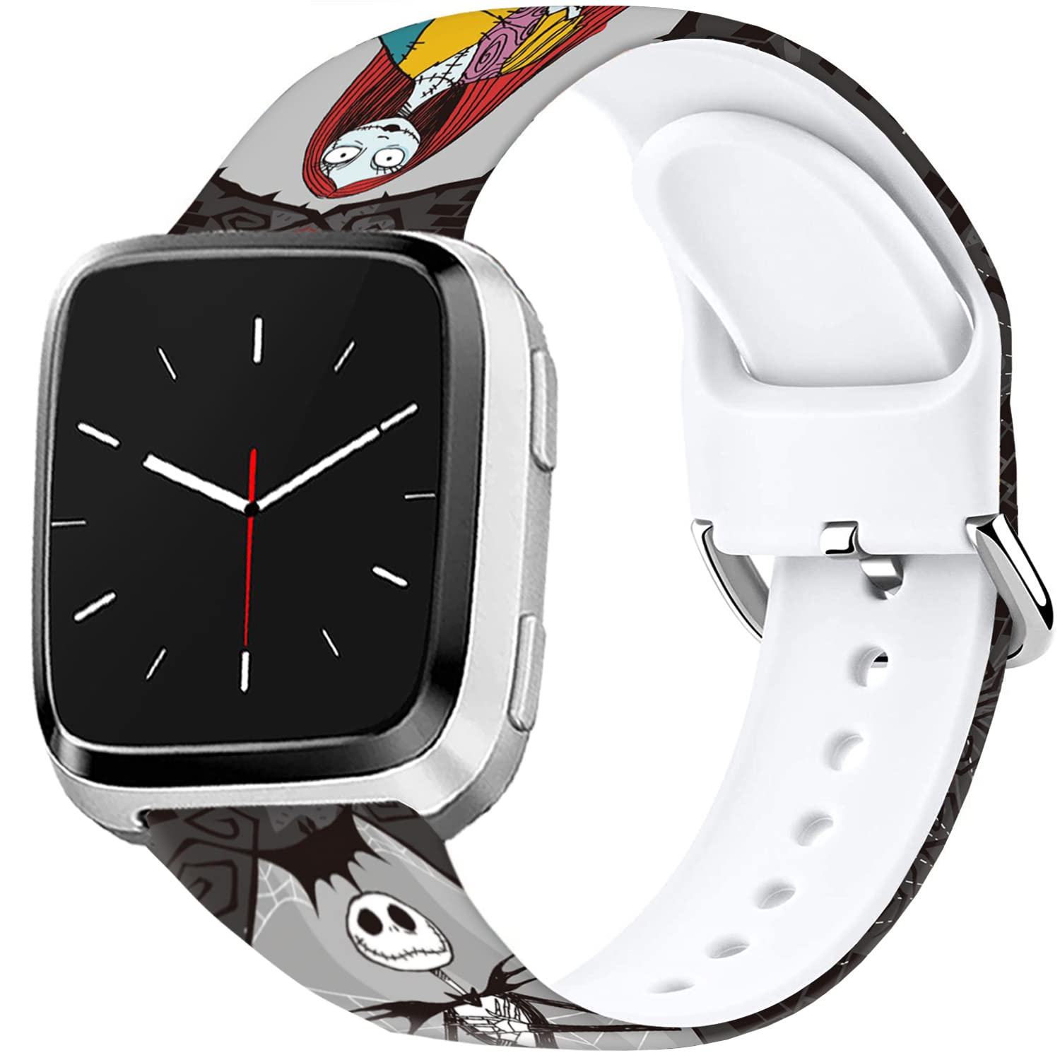 Sjiangqiao Halloween Sally/Jack Skellington Bands Compatible With Fitbit Versa 2/Lite/Se Smart Watch - Soft Silicone Chic Sports